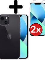 BTH BTH iPhone 13 Hoesje Siliconen Met 2x Screenprotector - Transparant