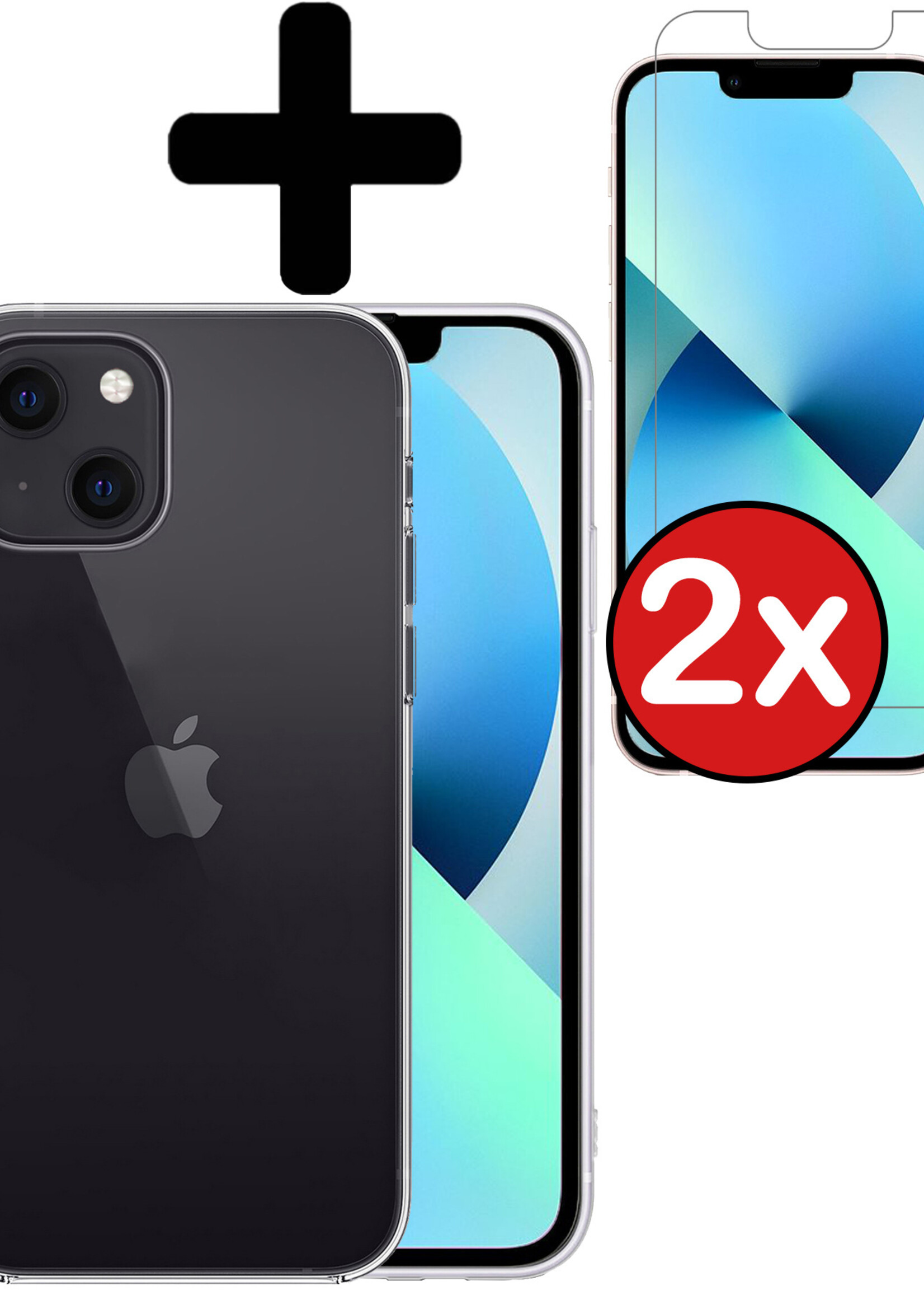 BTH Hoesje Geschikt voor iPhone 13 Pro Max Hoesje Siliconen Case Hoes Met 2x Screenprotector - Hoes Geschikt voor iPhone 13 Pro Max Hoes Cover Case - Transparant