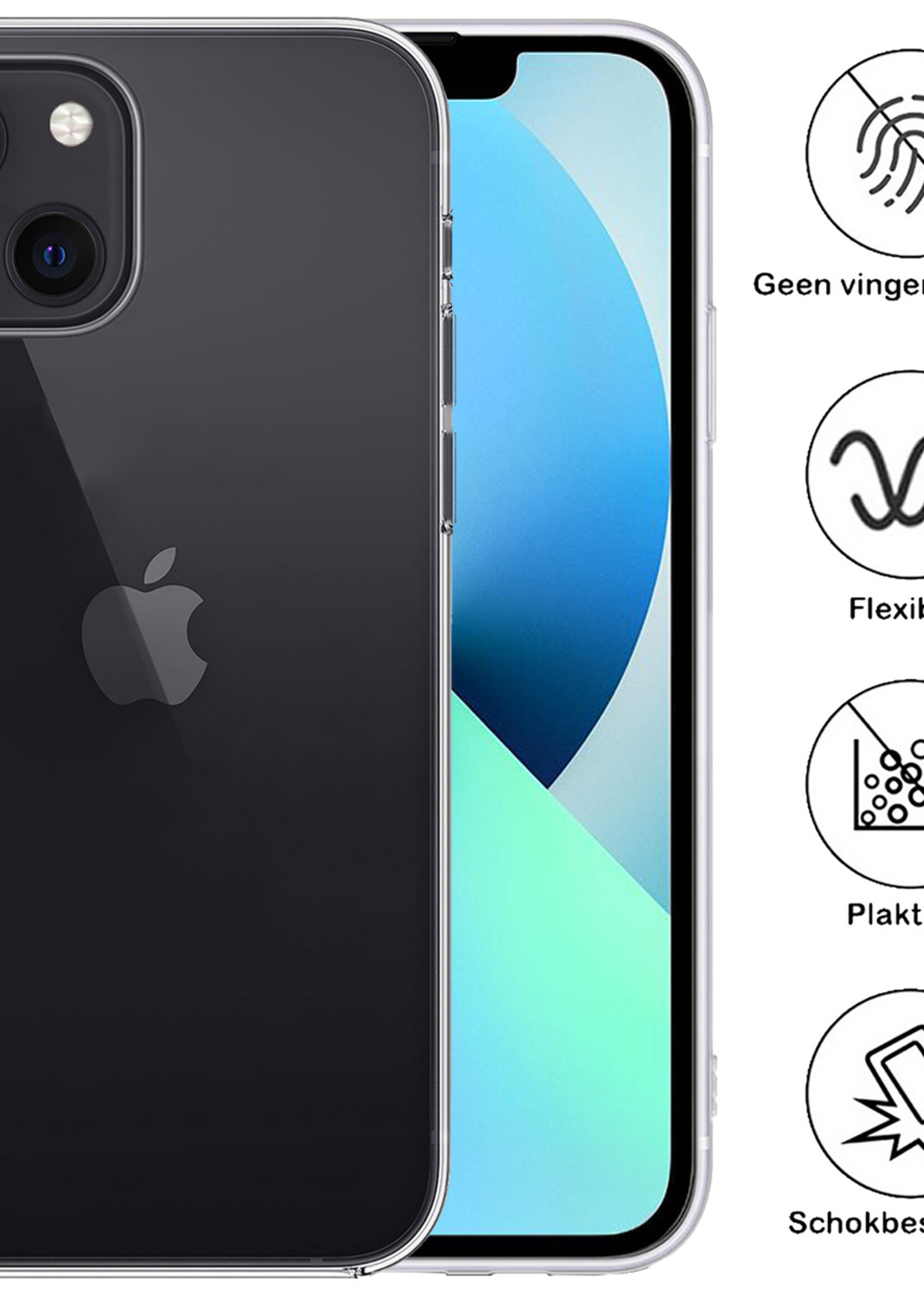 BTH Hoesje Geschikt voor iPhone 13 Pro Max Hoesje Siliconen Case Hoes Met 2x Screenprotector - Hoes Geschikt voor iPhone 13 Pro Max Hoes Cover Case - Transparant
