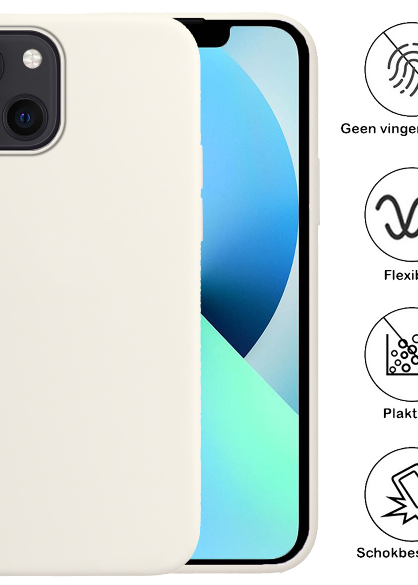 BTH Hoesje Geschikt voor iPhone 13 Pro Max Hoesje Siliconen Case Hoes Met 2x Screenprotector - Hoes Geschikt voor iPhone 13 Pro Max Hoes Cover Case - Wit