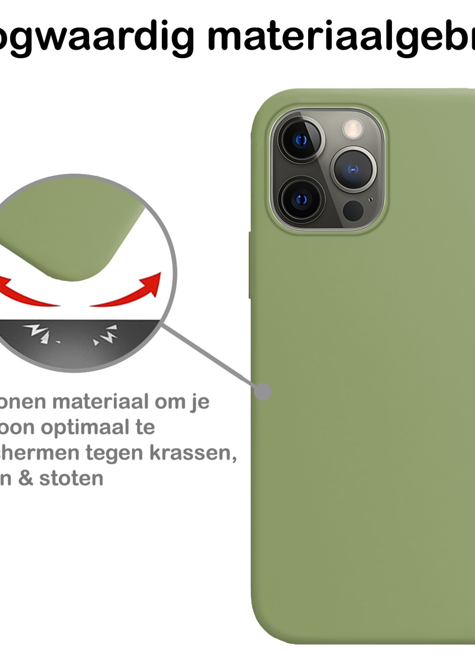 BTH Hoesje Geschikt voor iPhone 13 Pro Max Hoesje Siliconen Case Hoes Met 2x Screenprotector - Hoes Geschikt voor iPhone 13 Pro Max Hoes Cover Case - Groen
