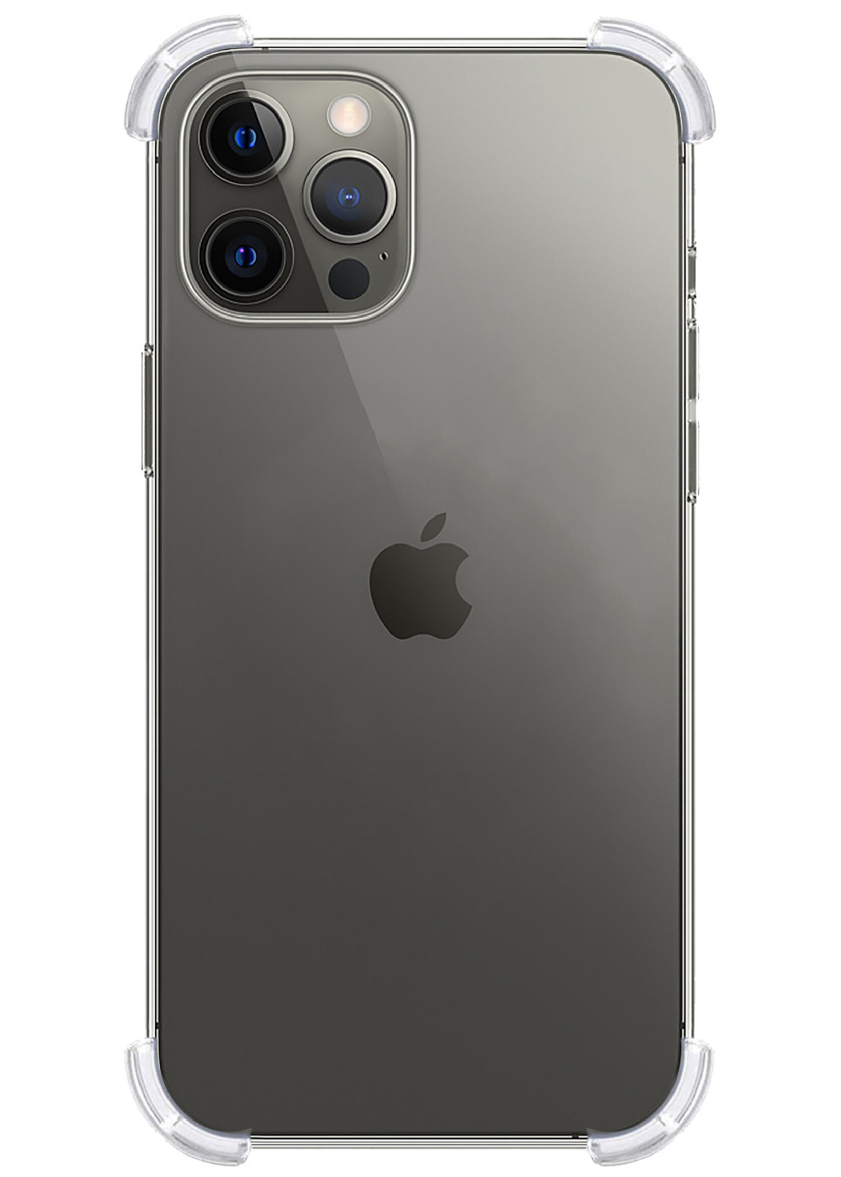 BTH Hoesje Geschikt voor iPhone 13 Pro Hoesje Siliconen Shock Proof Case Hoes Met 2x Screenprotector - Hoes Geschikt voor iPhone 13 Pro Hoes Cover Case Shockproof - Transparant