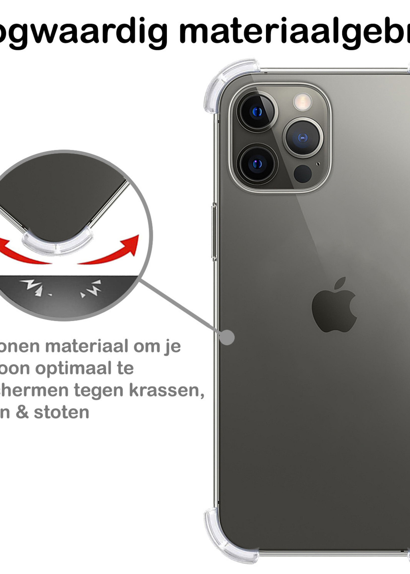 BTH Hoesje Geschikt voor iPhone 13 Pro Max Hoesje Siliconen Shock Proof Case Hoes Met 2x Screenprotector - Hoes Geschikt voor iPhone 13 Pro Max Hoes Cover Case Shockproof - Transparant