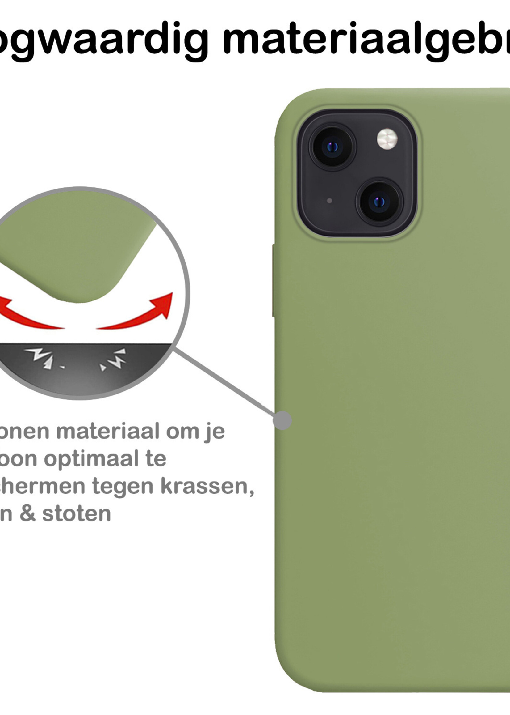 BTH Hoesje Geschikt voor iPhone 13 Mini Hoesje Siliconen Case Hoes Met Screenprotector - Hoes Geschikt voor iPhone 13 Mini Hoes Cover Case - Groen