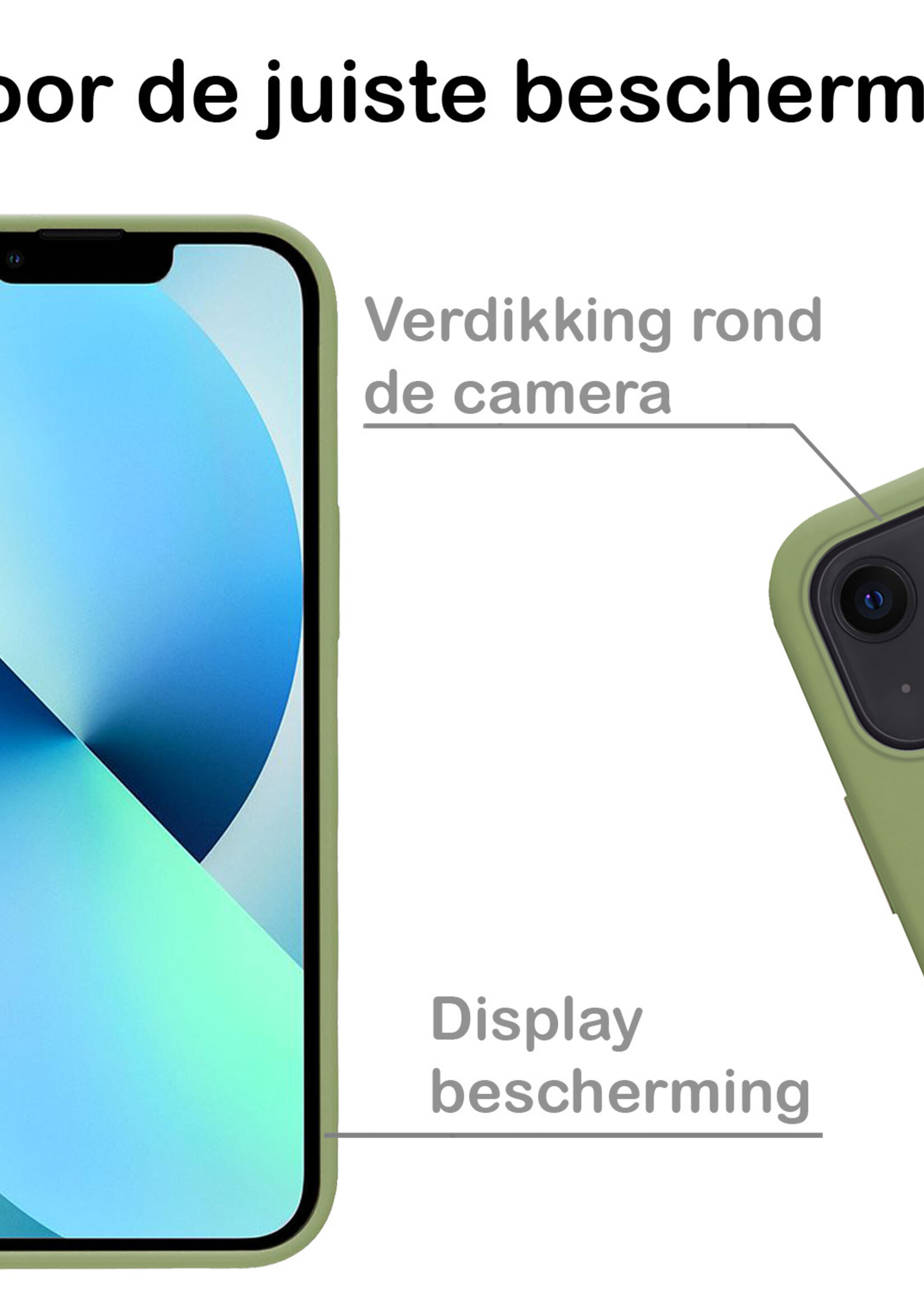 BTH Hoesje Geschikt voor iPhone 13 Mini Hoesje Siliconen Case Hoes Met Screenprotector - Hoes Geschikt voor iPhone 13 Mini Hoes Cover Case - Groen