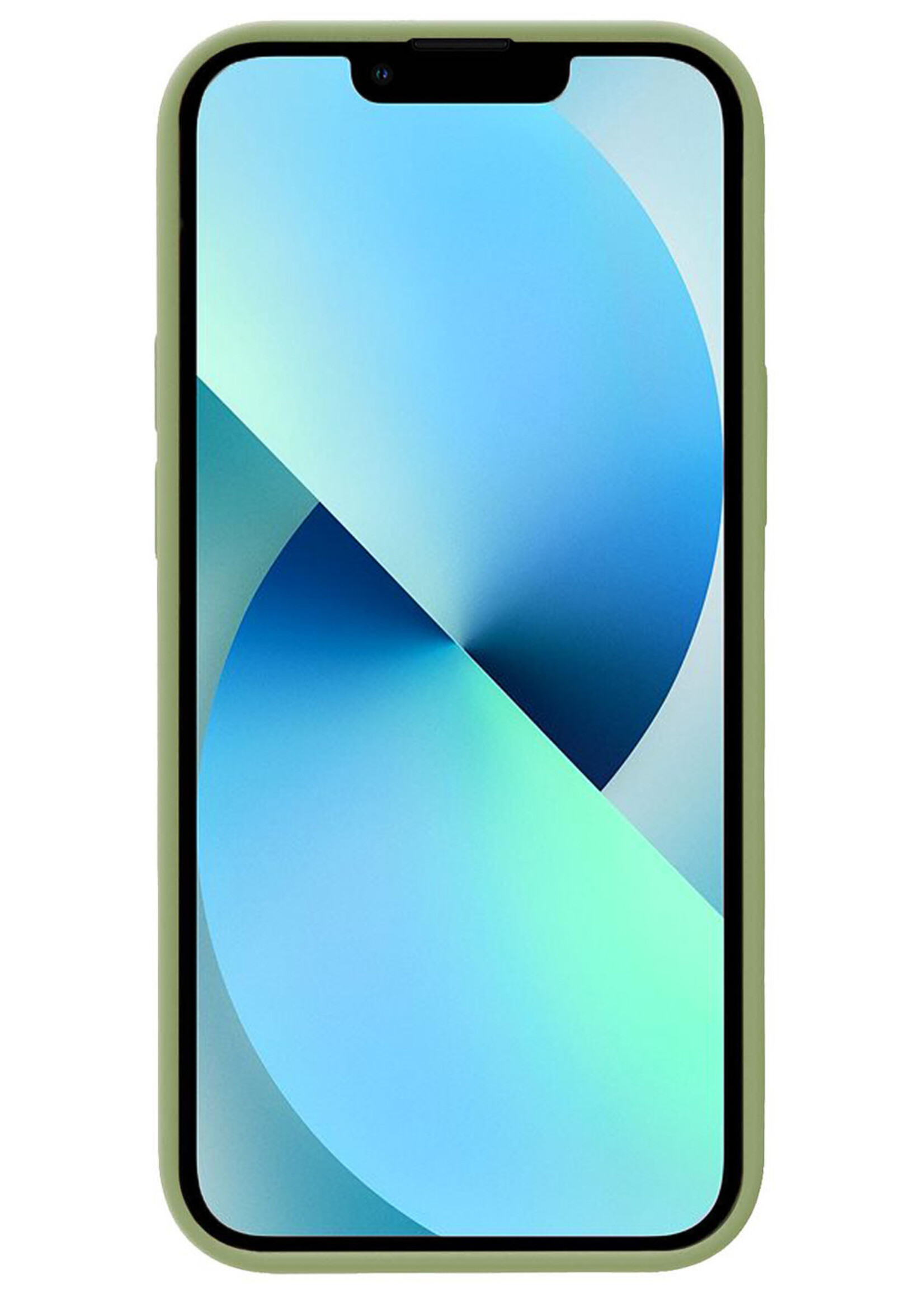BTH Hoesje Geschikt voor iPhone 13 Mini Hoesje Siliconen Case Hoes Met Screenprotector - Hoes Geschikt voor iPhone 13 Mini Hoes Cover Case - Groen