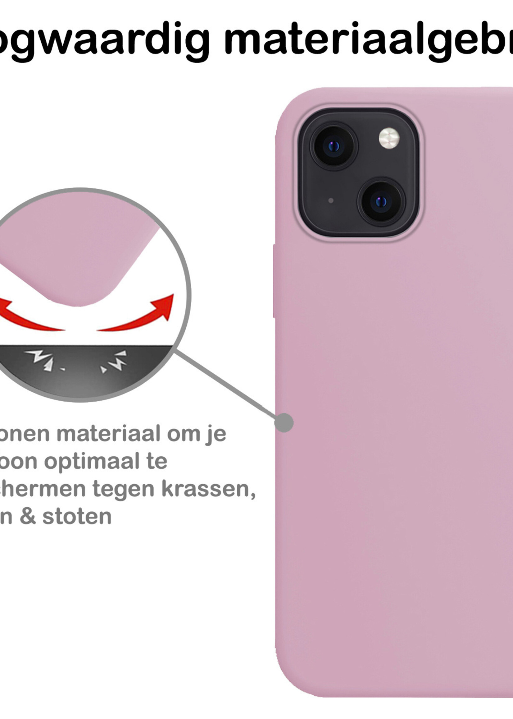 BTH Hoesje Geschikt voor iPhone 13 Hoesje Siliconen Case Hoes Met Screenprotector - Hoes Geschikt voor iPhone 13 Hoes Cover Case - Lila