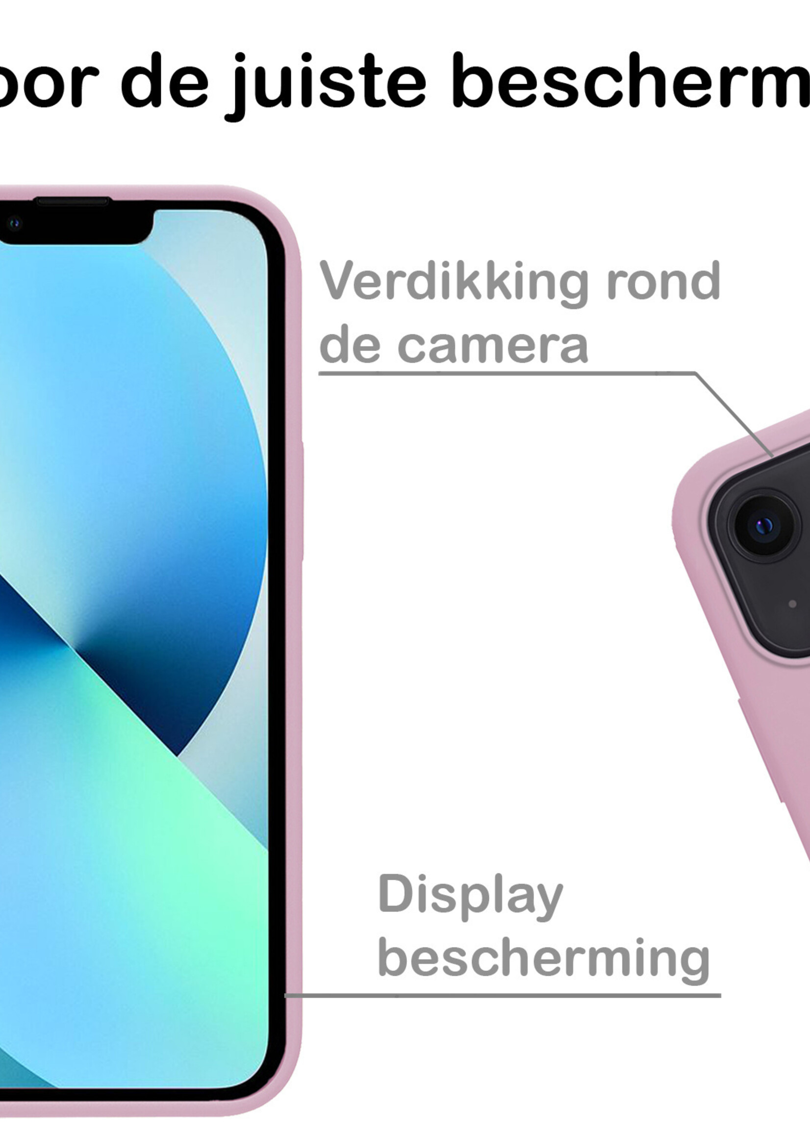 BTH Hoesje Geschikt voor iPhone 13 Hoesje Siliconen Case Hoes Met Screenprotector - Hoes Geschikt voor iPhone 13 Hoes Cover Case - Lila
