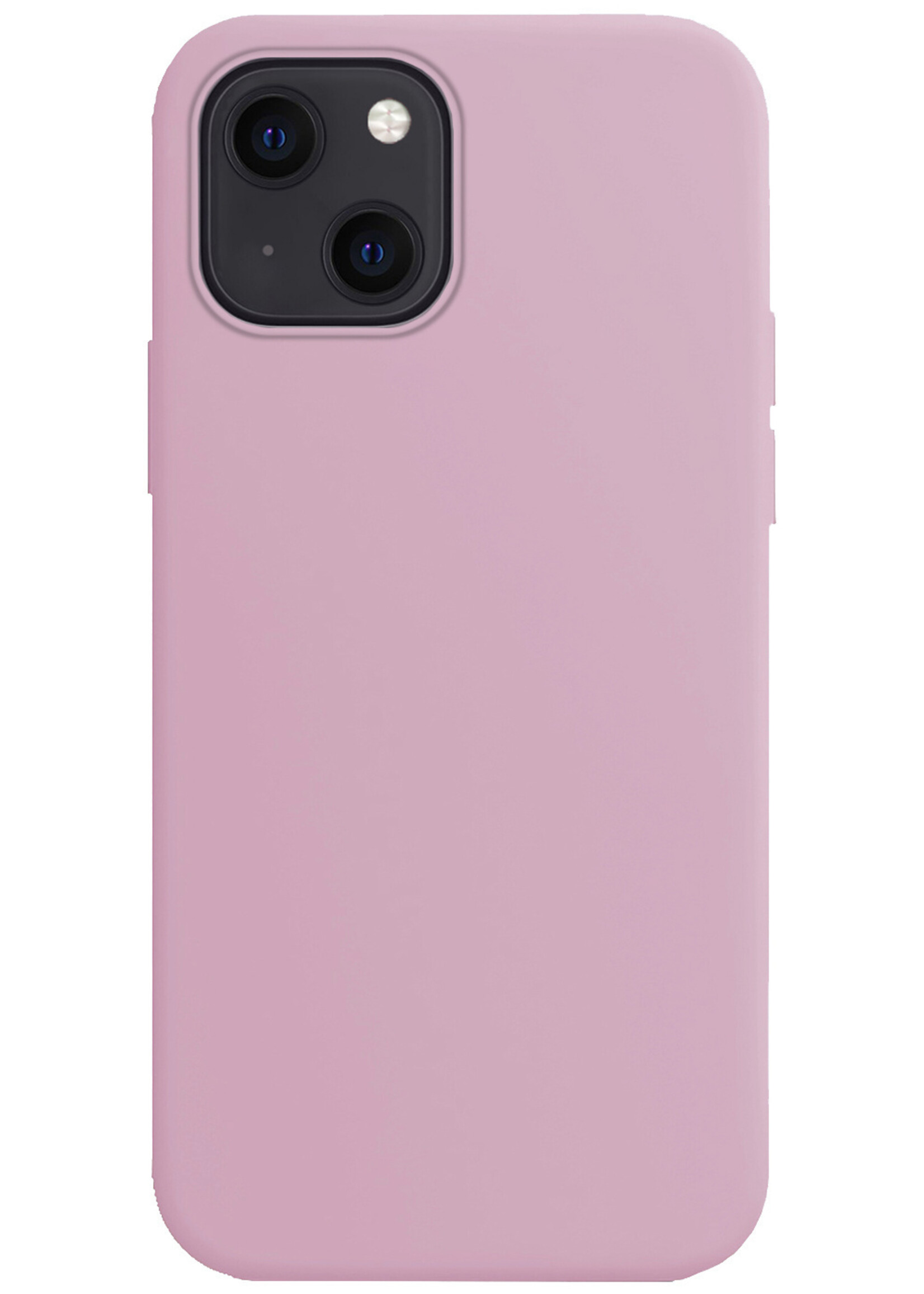 BTH Hoesje Geschikt voor iPhone 13 Hoesje Siliconen Case Hoes Met Screenprotector - Hoes Geschikt voor iPhone 13 Hoes Cover Case - Lila