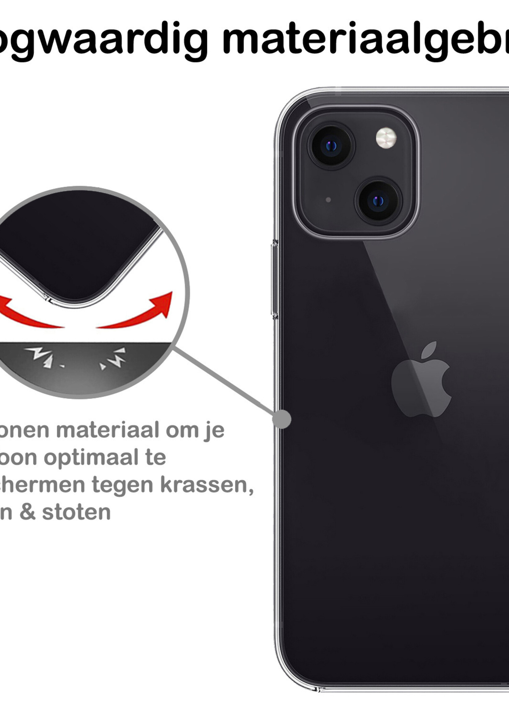 BTH Hoesje Geschikt voor iPhone 13 Hoesje Siliconen Case Hoes Met Screenprotector - Hoes Geschikt voor iPhone 13 Hoes Cover Case - Transparant