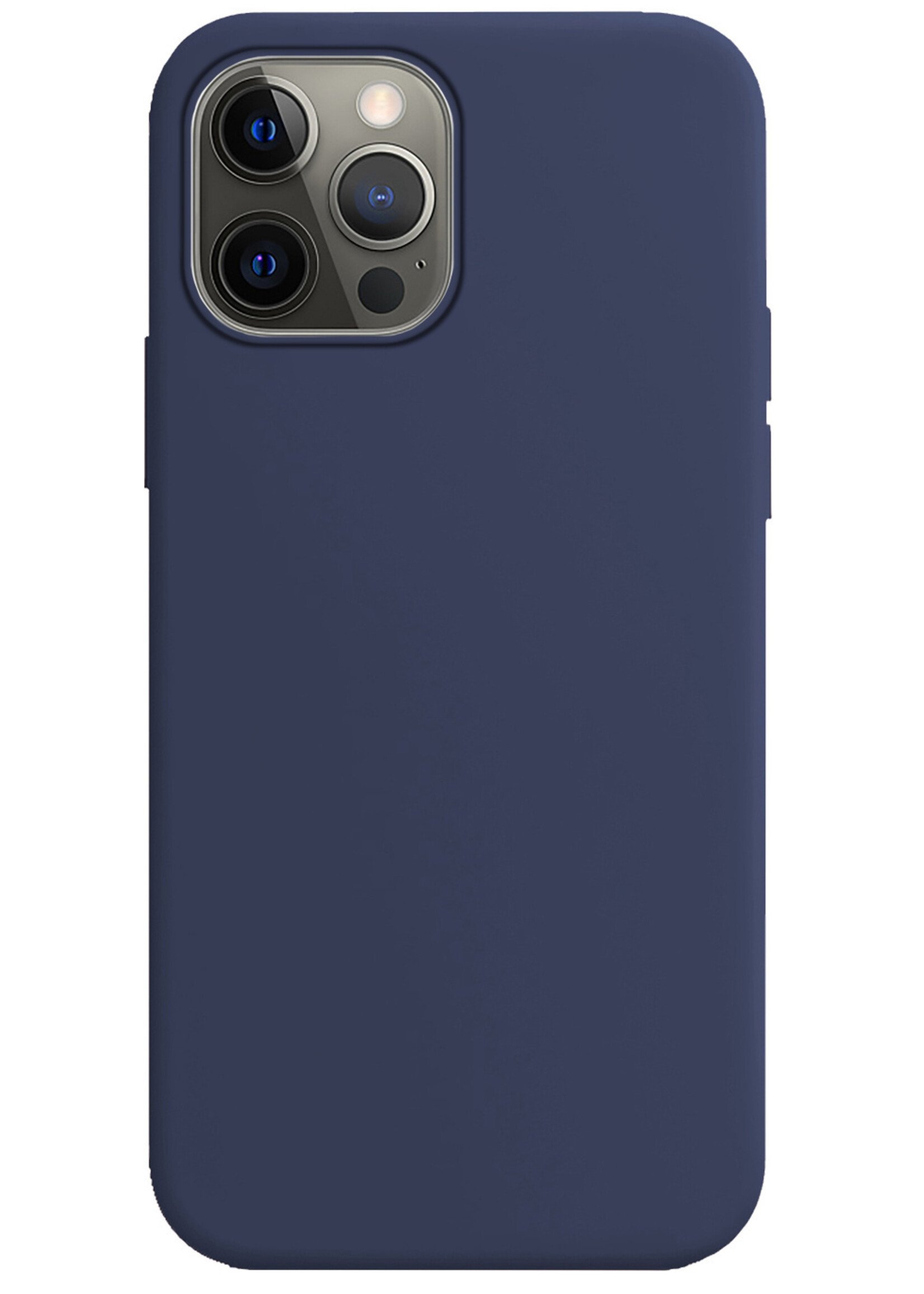 BTH Hoesje Geschikt voor iPhone 13 Pro Hoesje Siliconen Case Hoes Met Screenprotector - Hoes Geschikt voor iPhone 13 Pro Hoes Cover Case - Donkerblauw