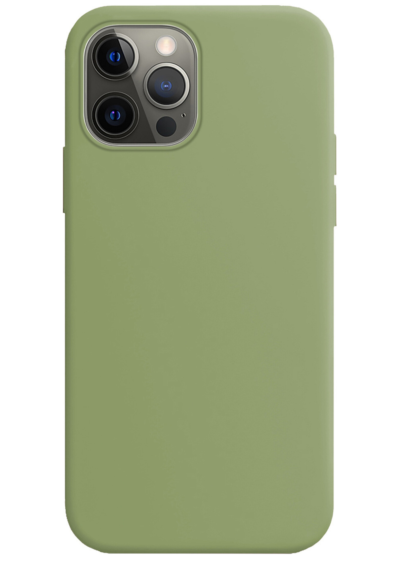 BTH Hoesje Geschikt voor iPhone 13 Pro Hoesje Siliconen Case Hoes Met Screenprotector - Hoes Geschikt voor iPhone 13 Pro Hoes Cover Case - Groen