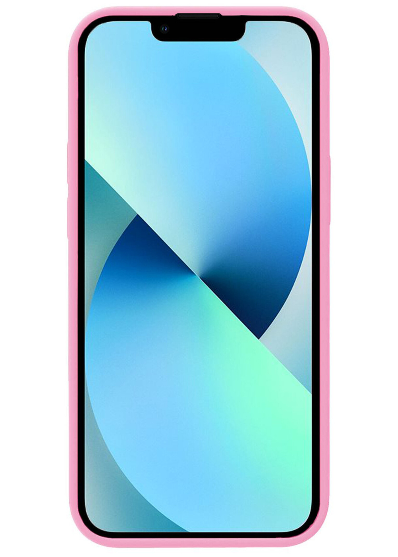 BTH Hoesje Geschikt voor iPhone 13 Pro Hoesje Siliconen Case Hoes Met Screenprotector - Hoes Geschikt voor iPhone 13 Pro Hoes Cover Case - Lichtroze