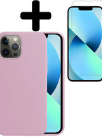 BTH BTH iPhone 13 Pro Hoesje Siliconen Met Screenprotector Met Dichte Notch - Lila