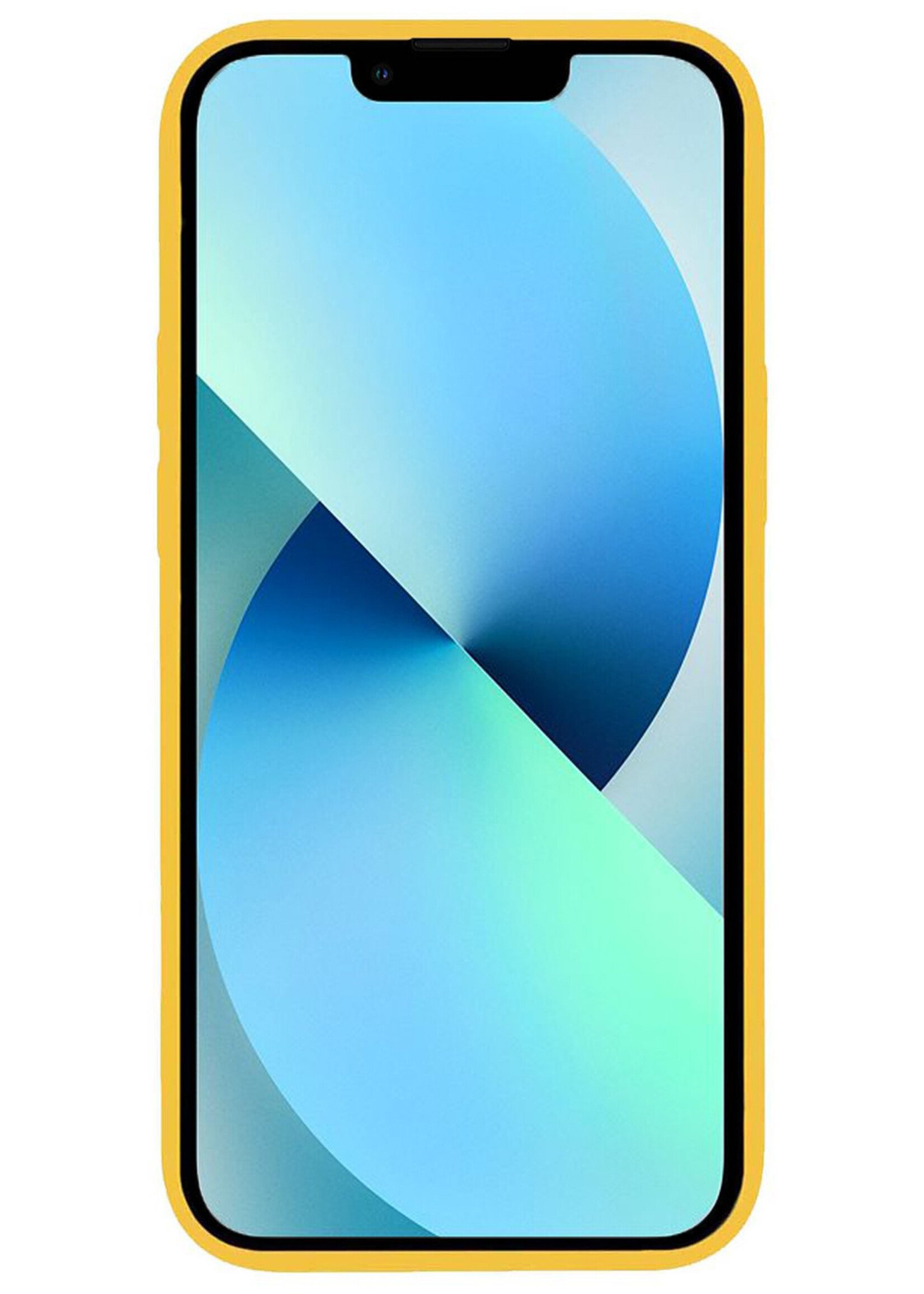 BTH Hoesje Geschikt voor iPhone 13 Mini Hoesje Siliconen Case Hoes Met 2x Screenprotector - Hoes Geschikt voor iPhone 13 Mini Hoes Cover Case - Geel