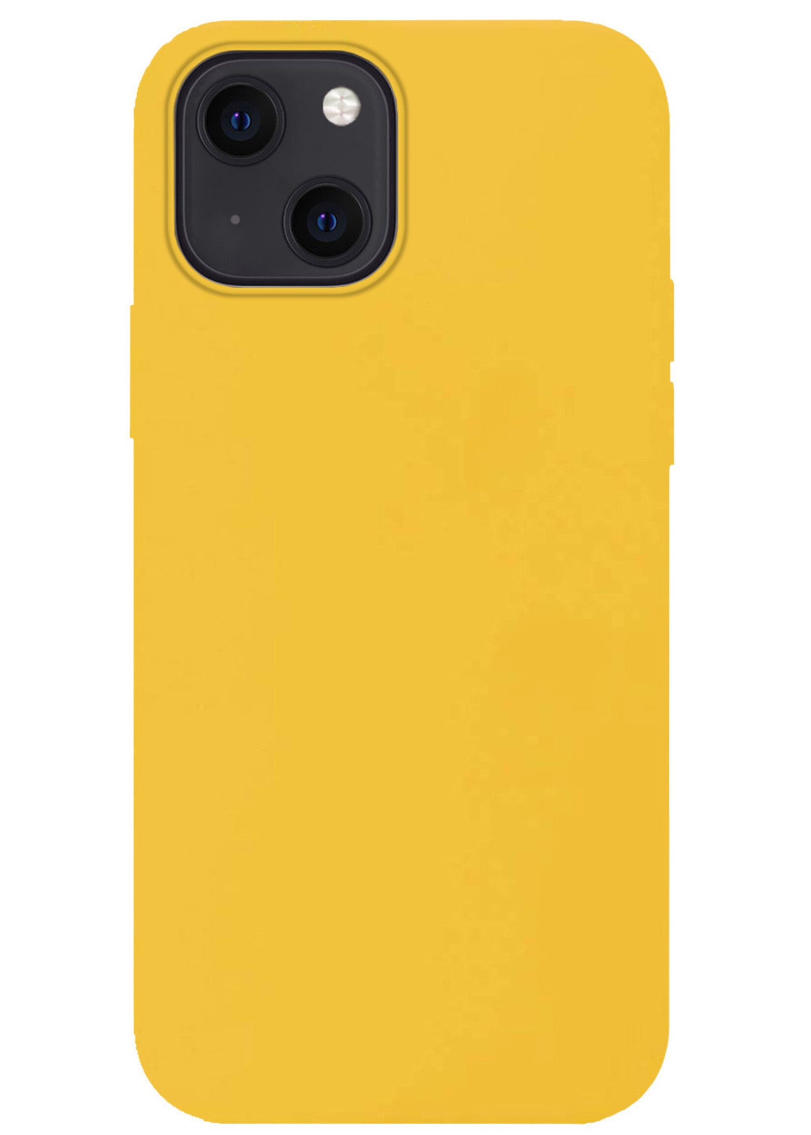 BTH Hoesje Geschikt voor iPhone 13 Mini Hoesje Siliconen Case Hoes Met 2x Screenprotector - Hoes Geschikt voor iPhone 13 Mini Hoes Cover Case - Geel