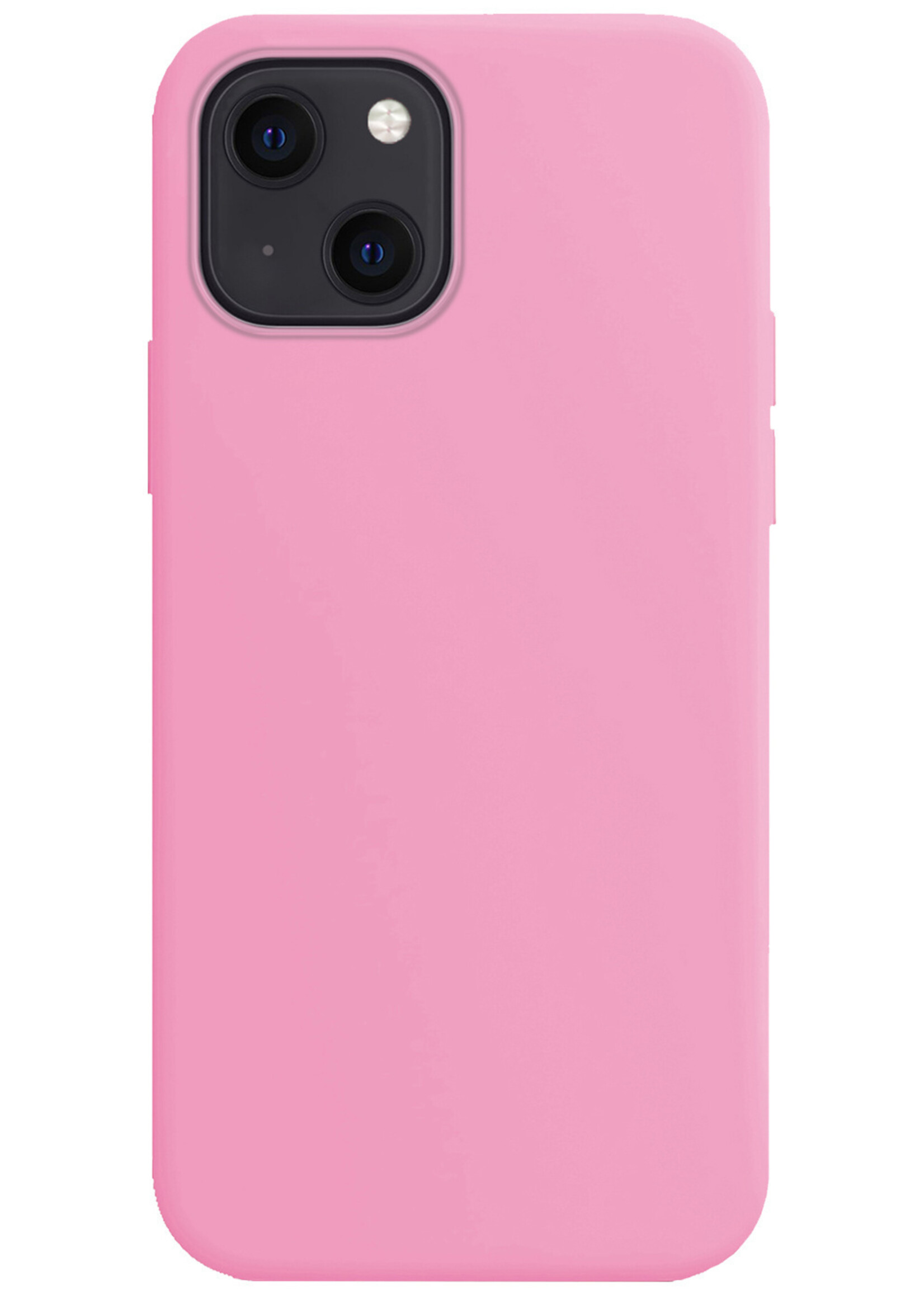 BTH Hoesje Geschikt voor iPhone 13 Mini Hoesje Siliconen Case Hoes Met 2x Screenprotector - Hoes Geschikt voor iPhone 13 Mini Hoes Cover Case - Lichtroze