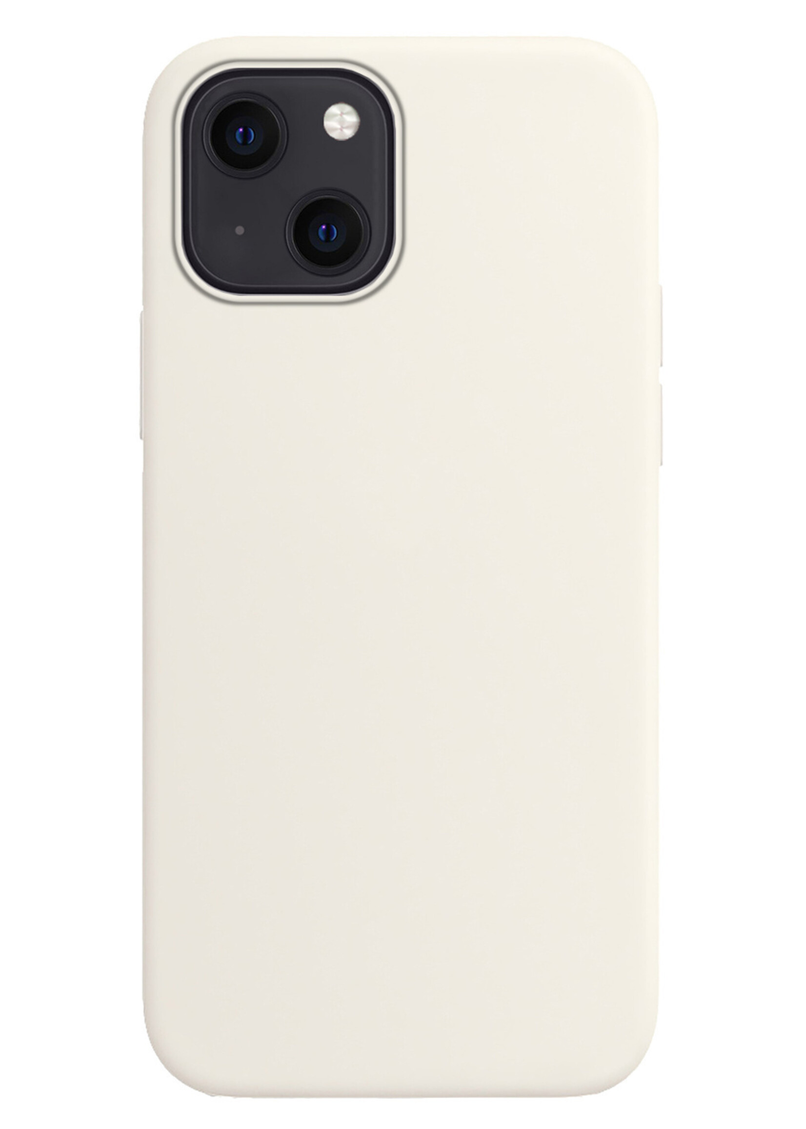 BTH Hoesje Geschikt voor iPhone 13 Hoesje Siliconen Case Hoes Met 2x Screenprotector - Hoes Geschikt voor iPhone 13 Hoes Cover Case - Wit