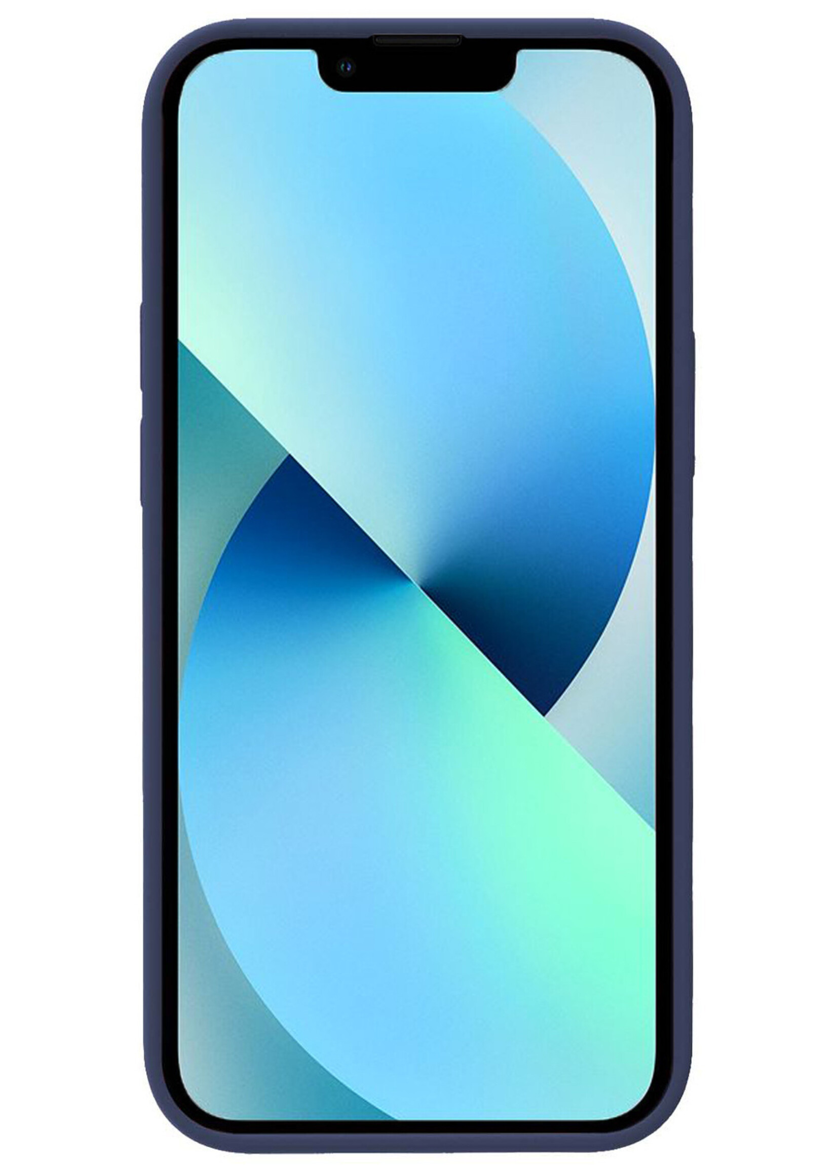 BTH Hoesje Geschikt voor iPhone 13 Pro Hoesje Siliconen Case Hoes Met 2x Screenprotector - Hoes Geschikt voor iPhone 13 Pro Hoes Cover Case - Donkerblauw
