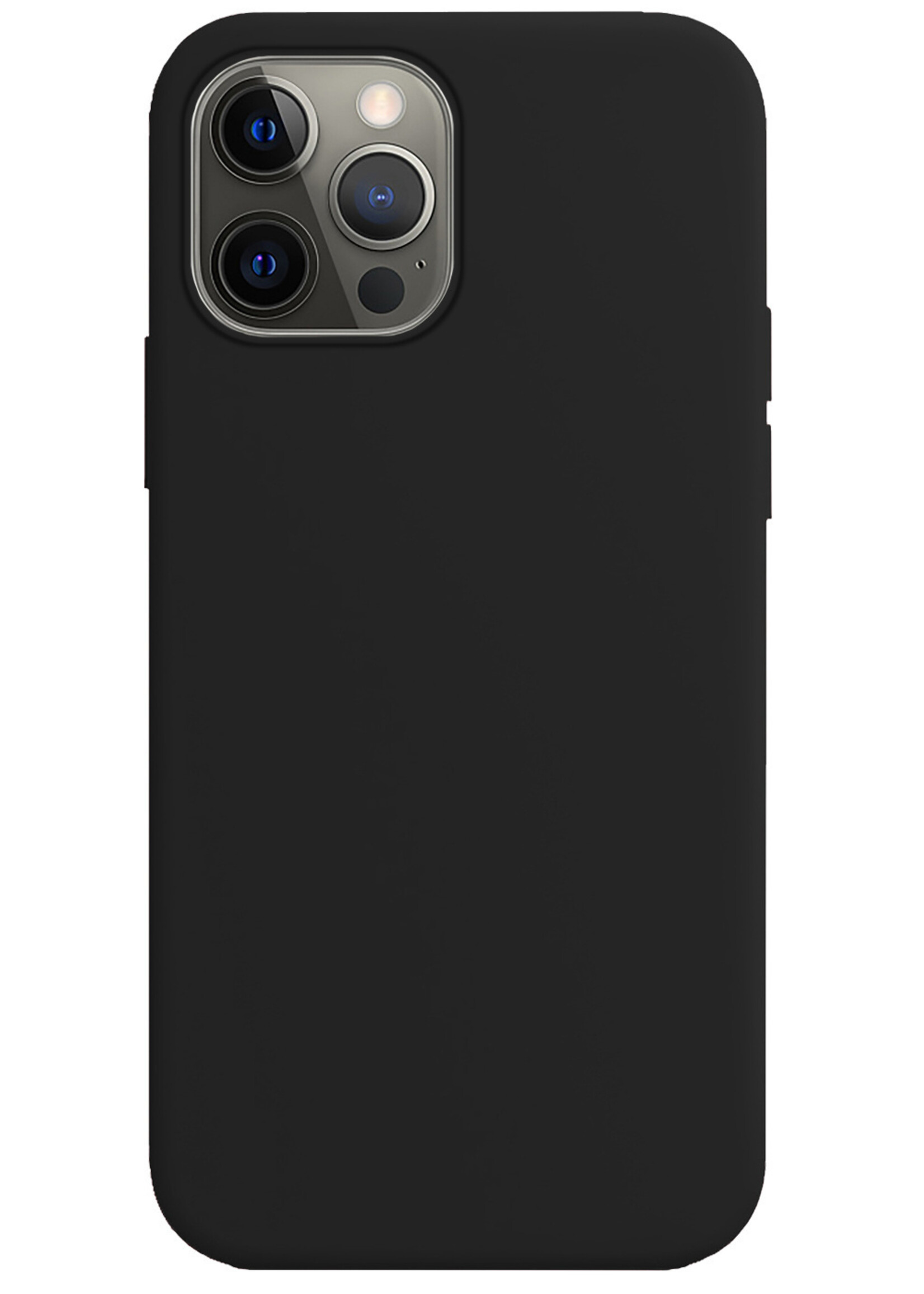BTH Hoesje Geschikt voor iPhone 13 Pro Hoesje Siliconen Case Hoes Met 2x Screenprotector - Hoes Geschikt voor iPhone 13 Pro Hoes Cover Case - Zwart