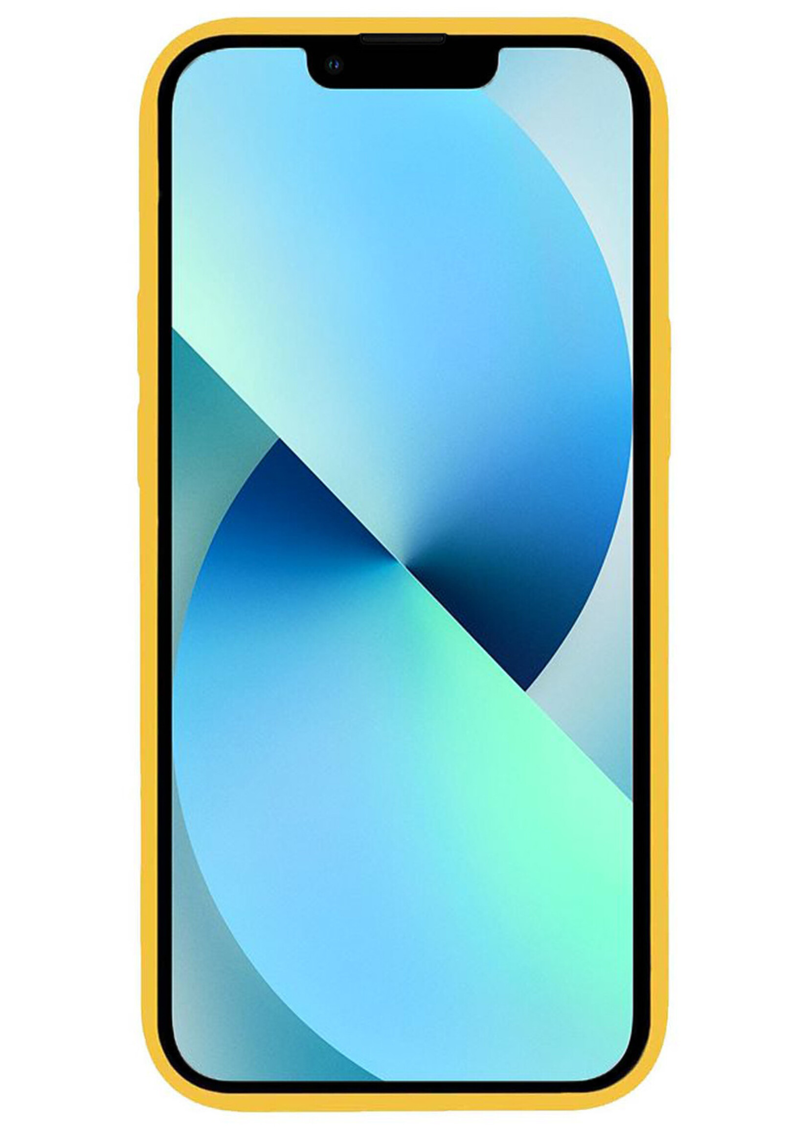 BTH Hoesje Geschikt voor iPhone 13 Pro Max Hoesje Siliconen Case Hoes Met 2x Screenprotector - Hoes Geschikt voor iPhone 13 Pro Max Hoes Cover Case - Geel