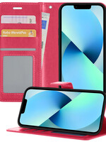 BTH BTH iPhone 13 Hoesje Bookcase - Donkerroze