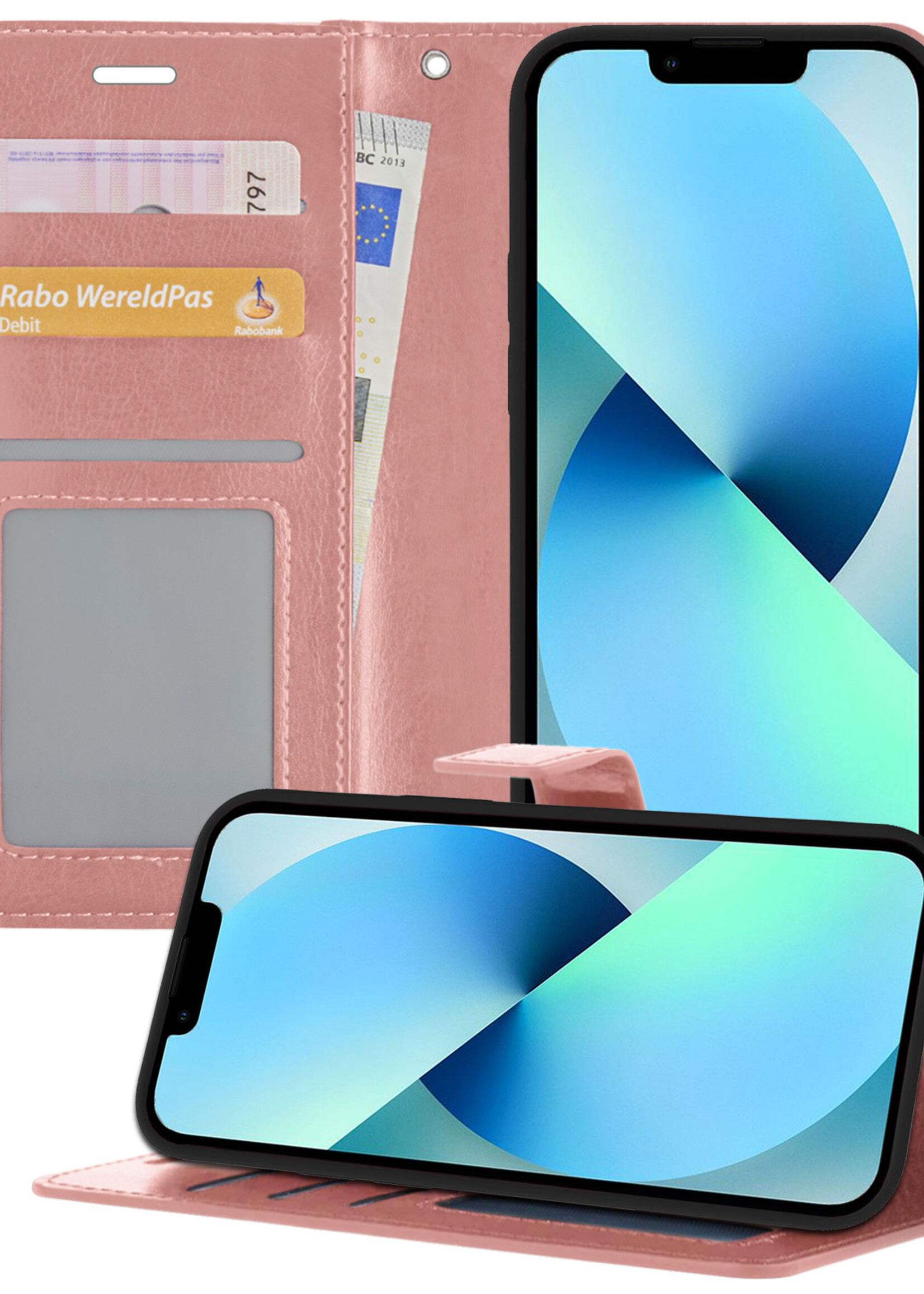 BTH Hoes voor iPhone 13 Pro Hoesje Book Case Hoes - Hoes voor iPhone 13 Pro Hoes Case Portemonnee Cover Wallet Case Hoesje - Rose Goud