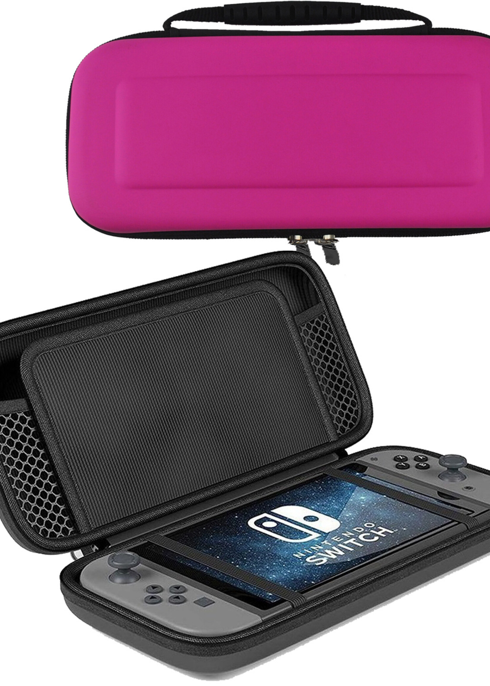 BTH Hoes Geschikt voor Nintendo Switch OLED Case Hoesje Hard Cover - Case Geschik voor Nintendo Switch OLED Hoes - Roze