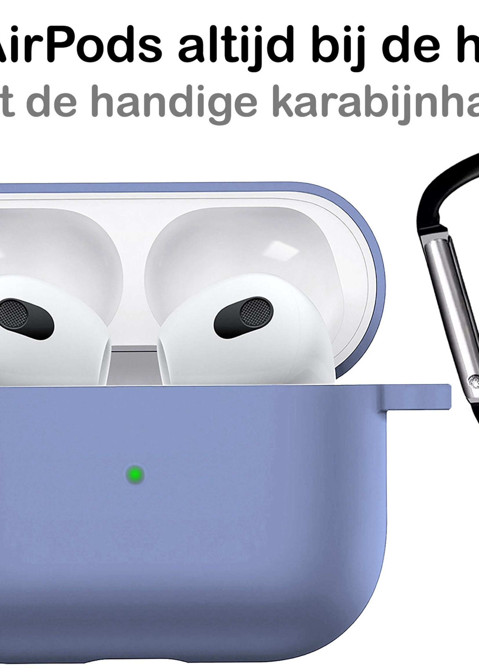 BTH Airpods 3 Hoesje Case Siliconen Hoes Geschikt voor Apple AirPods 3 Case Hoesje Met Clip - Baby Blauw