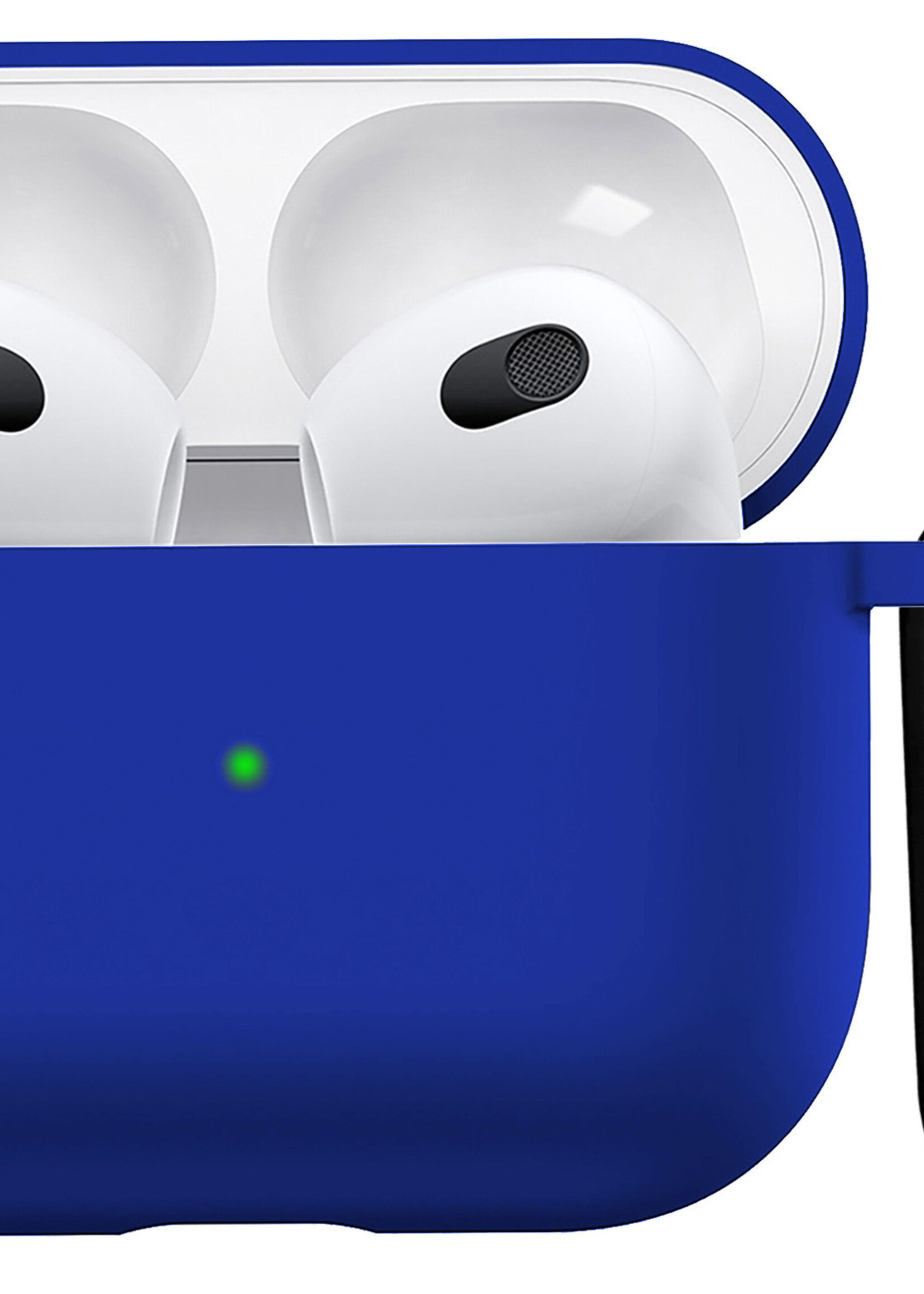 BTH Airpods 3 Hoesje Case Siliconen Hoes Geschikt voor Apple AirPods 3 Case Hoesje Met Clip - Donker Blauw