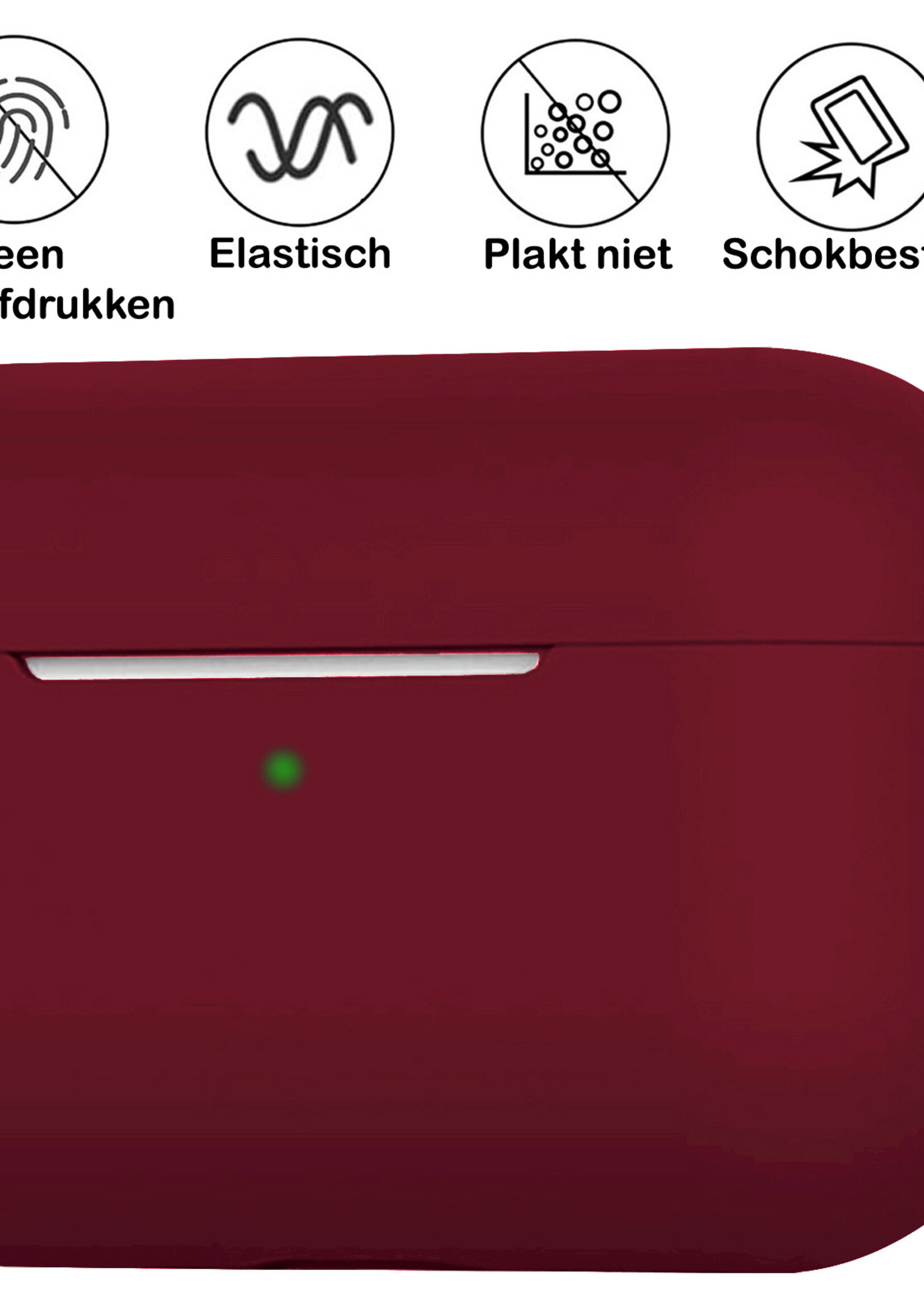 BTH Airpods 3 Hoesje Case Siliconen Hoes Geschikt voor Apple AirPods 3 Case Hoesje Met Clip - Donker Rood