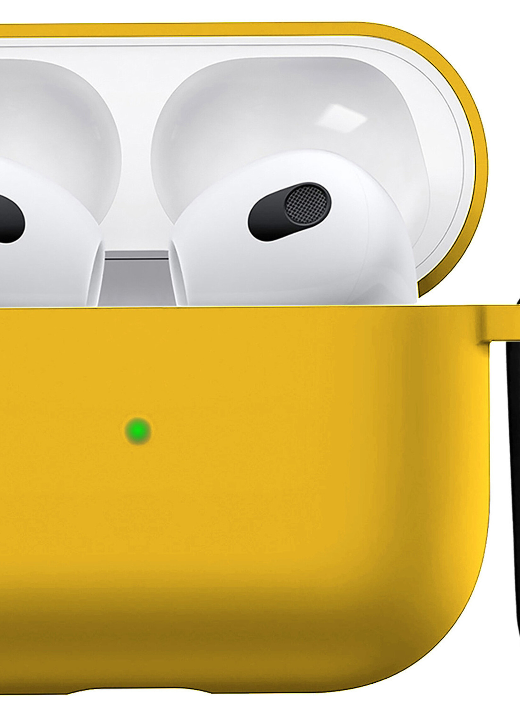 BTH Airpods 3 Hoesje Case Siliconen Hoes Geschikt voor Apple AirPods 3 Case Hoesje Met Clip - Geel