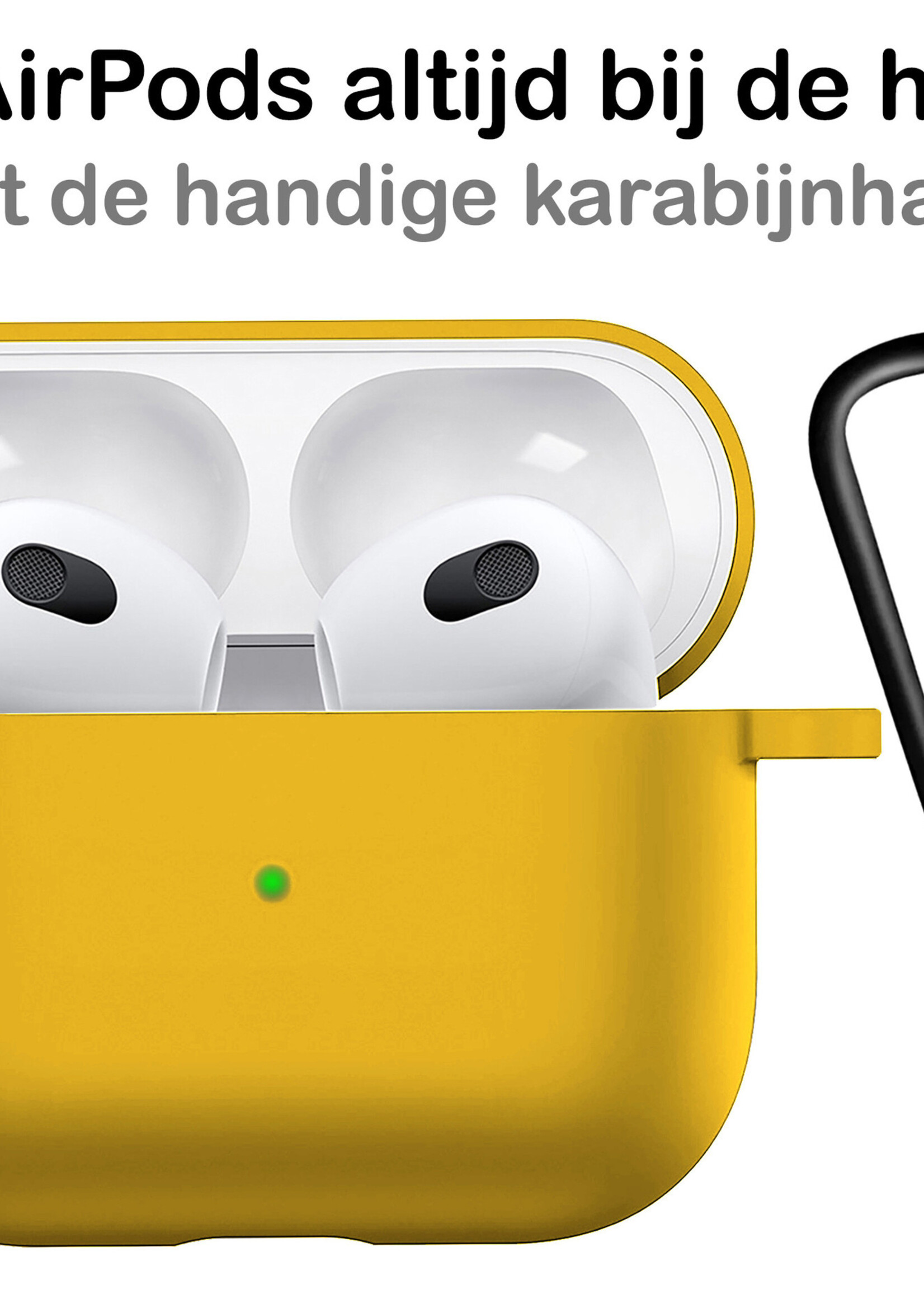 BTH Airpods 3 Hoesje Case Siliconen Hoes Geschikt voor Apple AirPods 3 Case Hoesje Met Clip - Geel