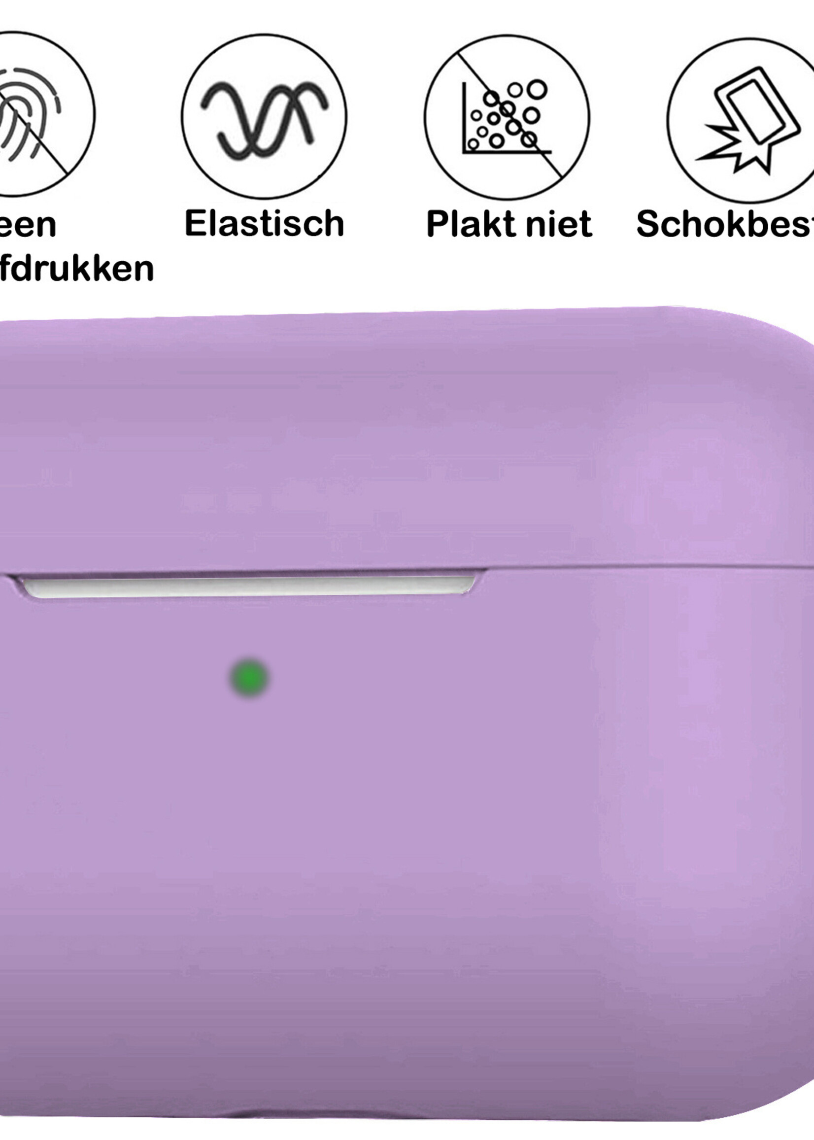 BTH Airpods 3 Hoesje Case Siliconen Hoes Geschikt voor Apple AirPods 3 Case Hoesje Met Clip - Lila
