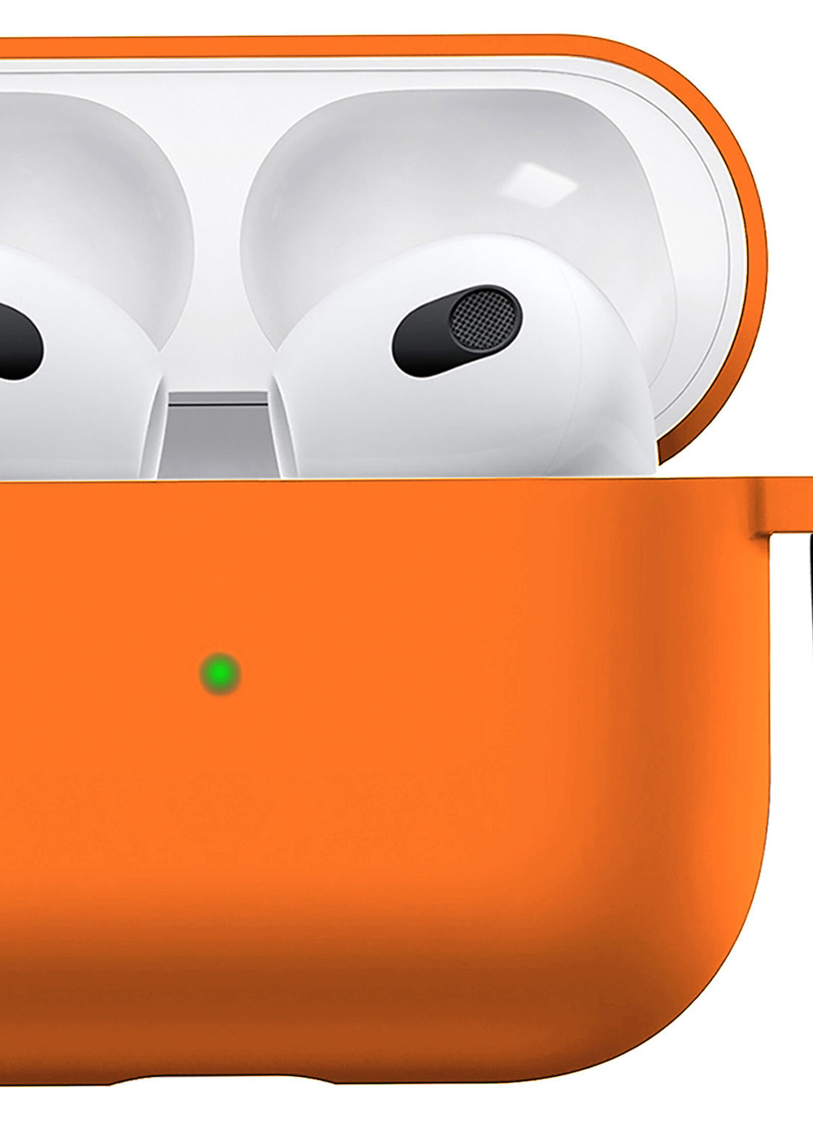 BTH Airpods 3 Hoesje Case Siliconen Hoes Geschikt voor Apple AirPods 3 Case Hoesje Met Clip - Oranje