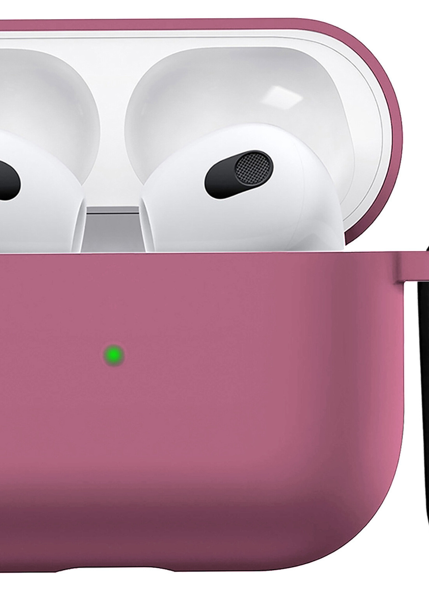 BTH Airpods 3 Hoesje Case Siliconen Hoes Geschikt voor Apple AirPods 3 Case Hoesje Met Clip - Oud Roze