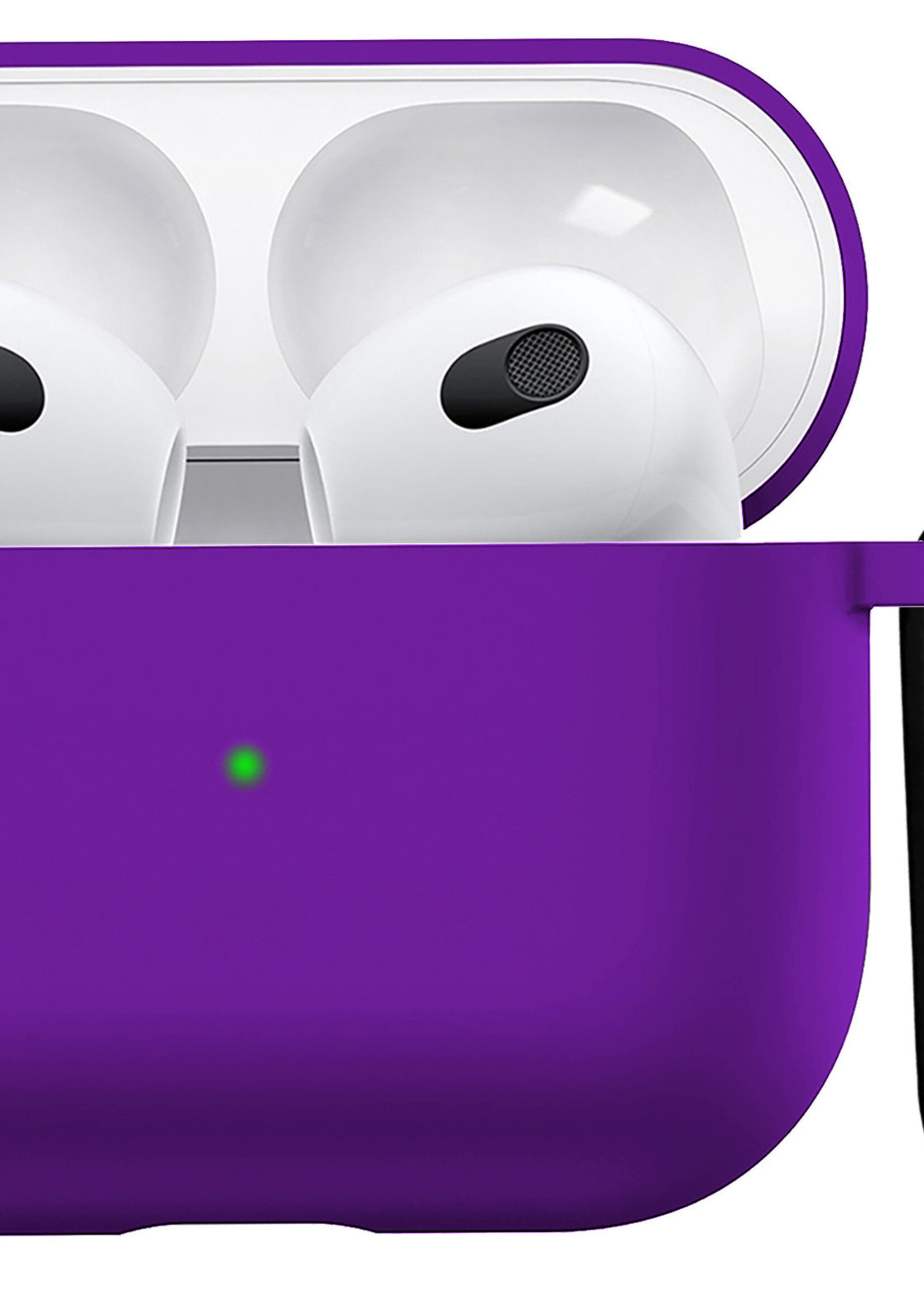 BTH Airpods 3 Hoesje Case Siliconen Hoes Geschikt voor Apple AirPods 3 Case Hoesje Met Clip - Paars