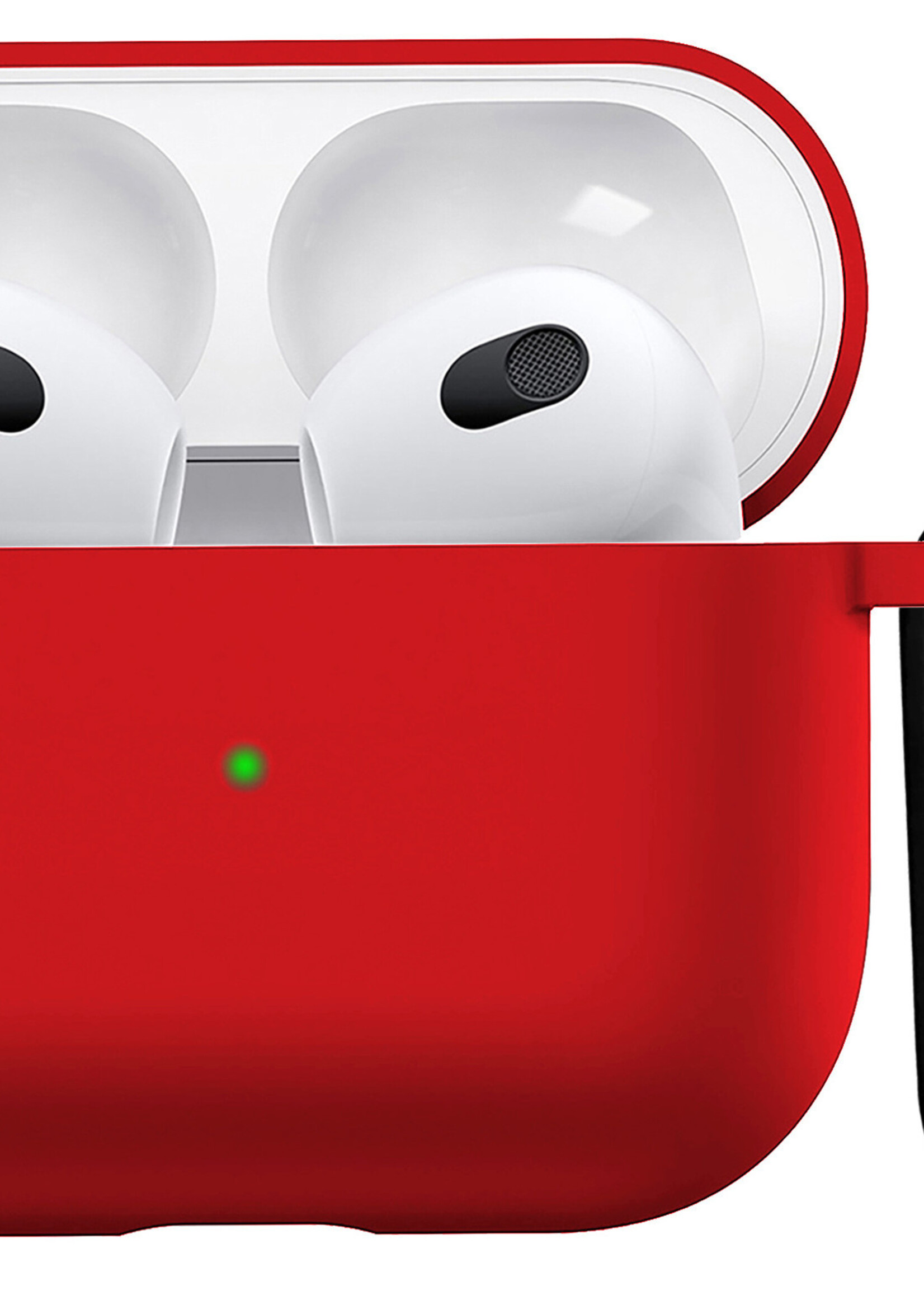 BTH Airpods 3 Hoesje Case Siliconen Hoes Geschikt voor Apple AirPods 3 Case Hoesje Met Clip - Rood