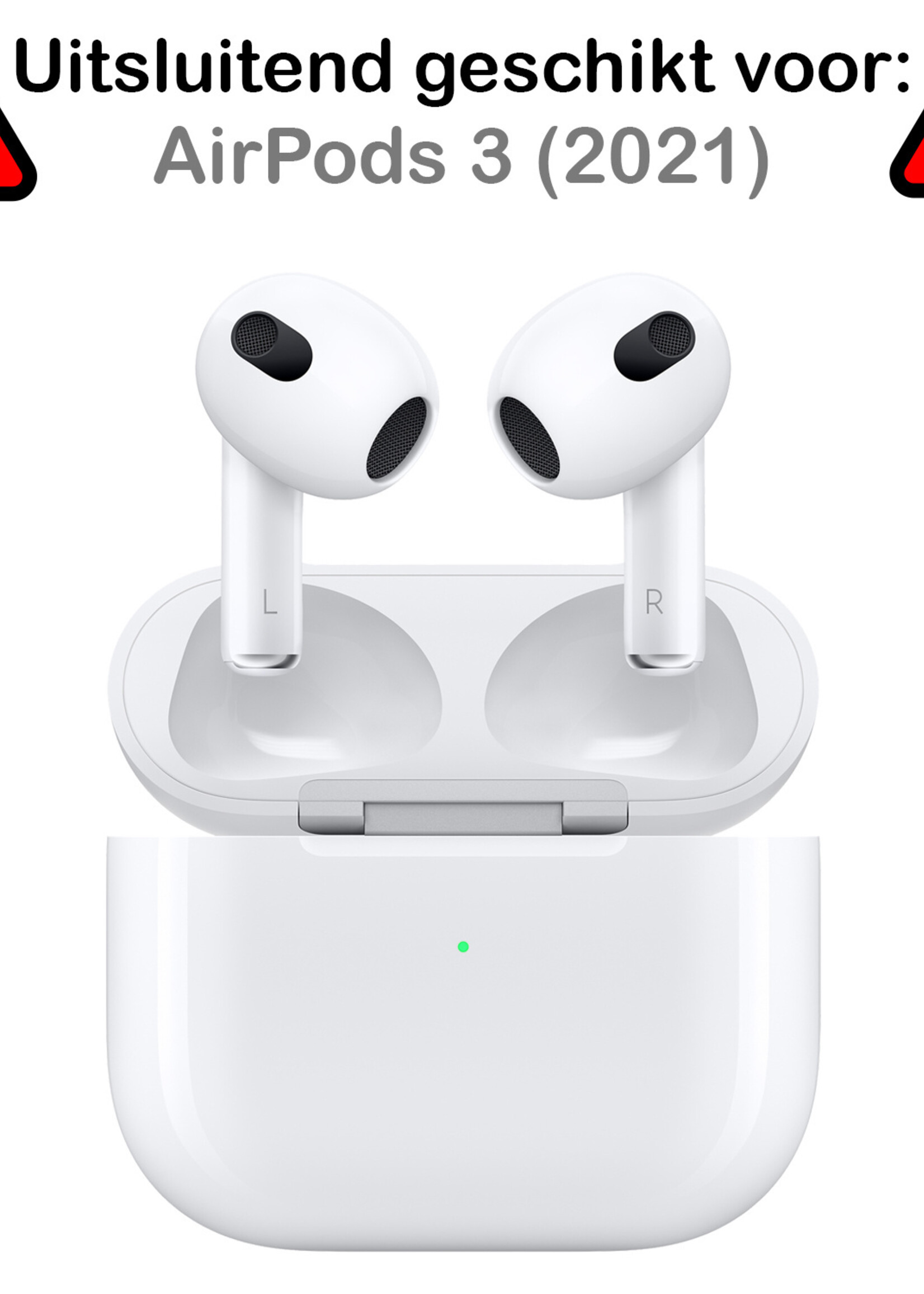 BTH Airpods 3 Hoesje Case Siliconen Hoes Geschikt voor Apple AirPods 3 Case Hoesje Met Clip - Transparant