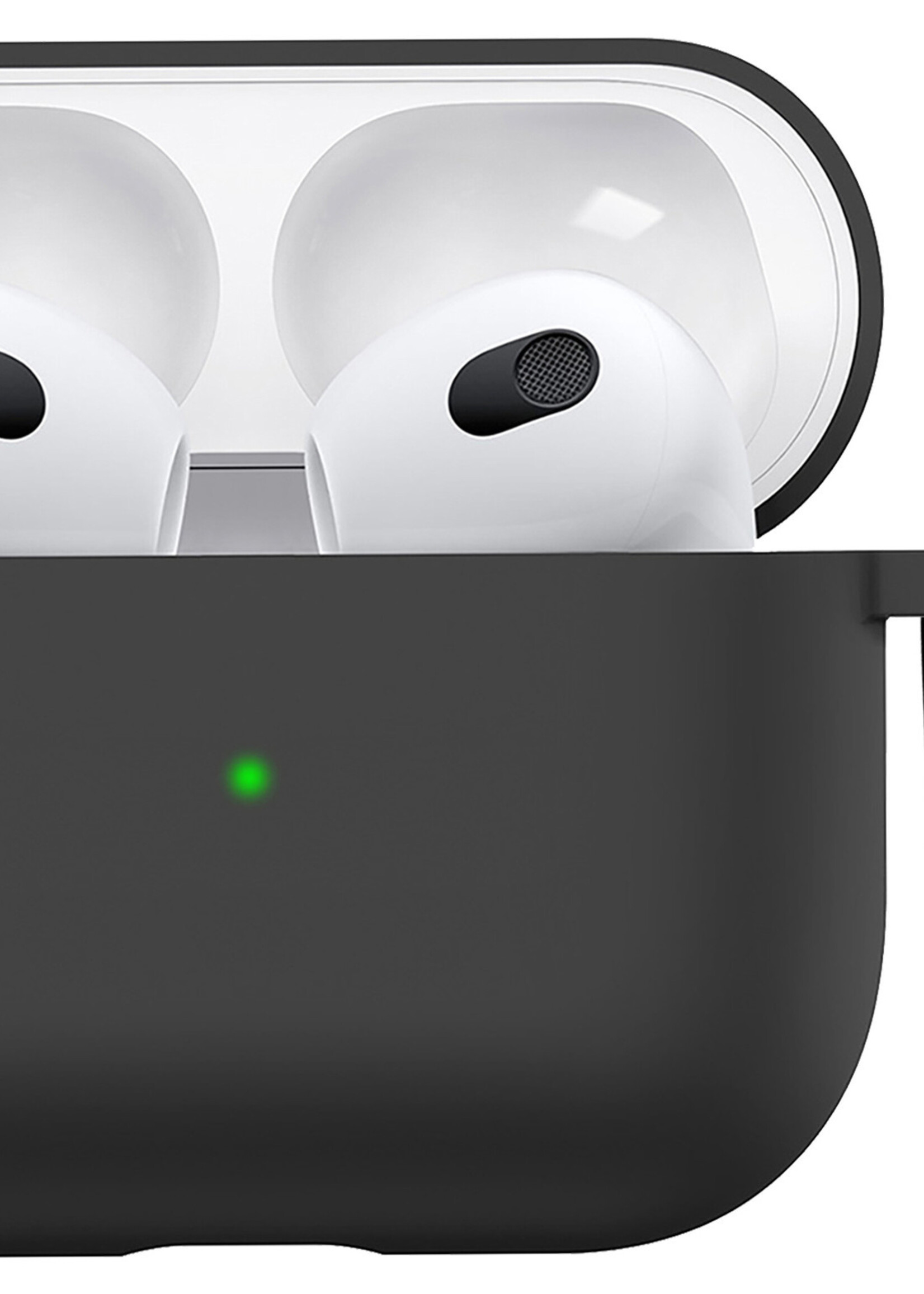 BTH Airpods 3 Hoesje Case Siliconen Hoes Geschikt voor Apple AirPods 3 Case Hoesje Met Clip - Zwart