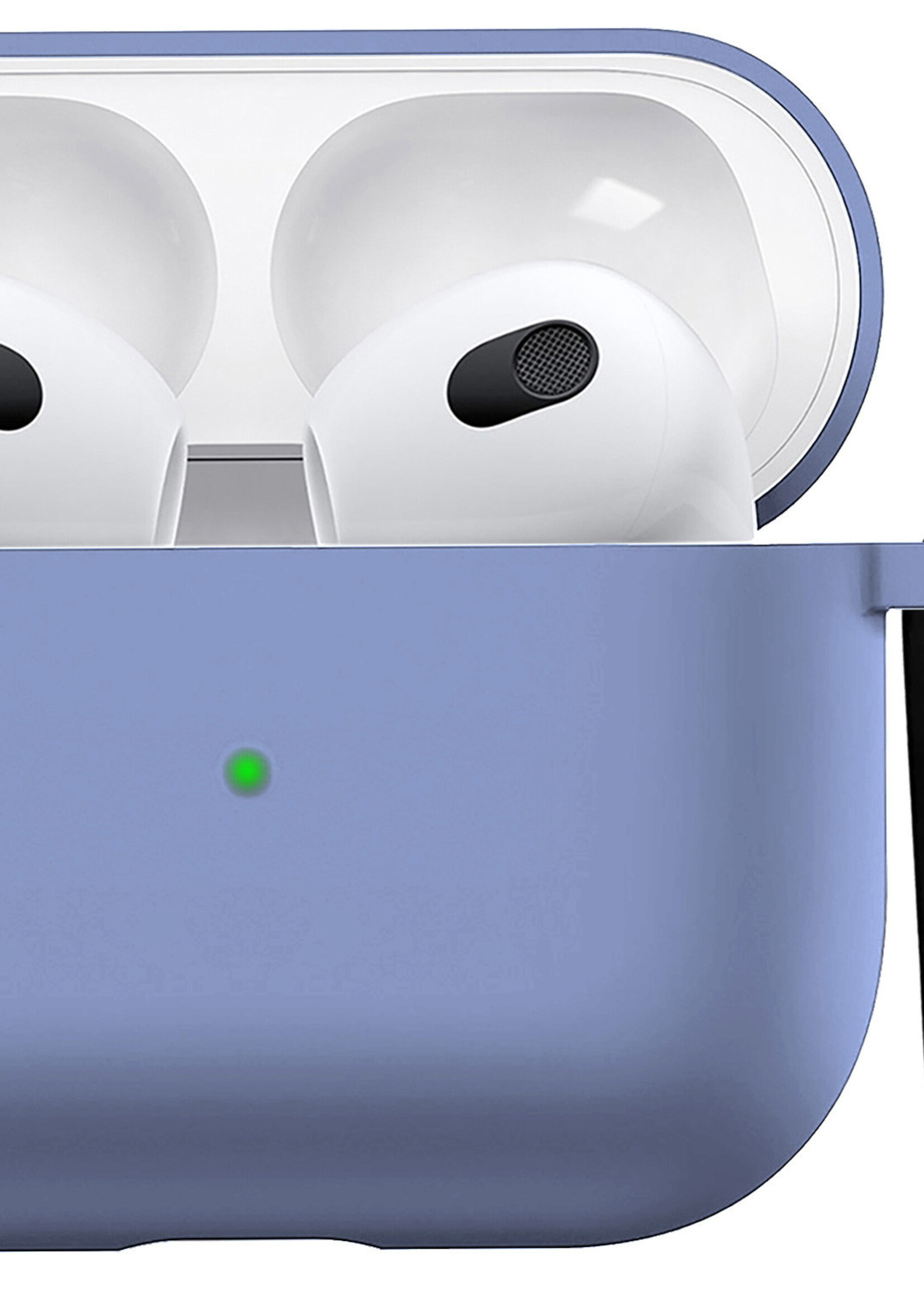 BTH Airpods 3 Hoesje Case Siliconen Hoes Geschikt voor Apple AirPods 3 Case Hoesje Met Clip - Baby Blauw