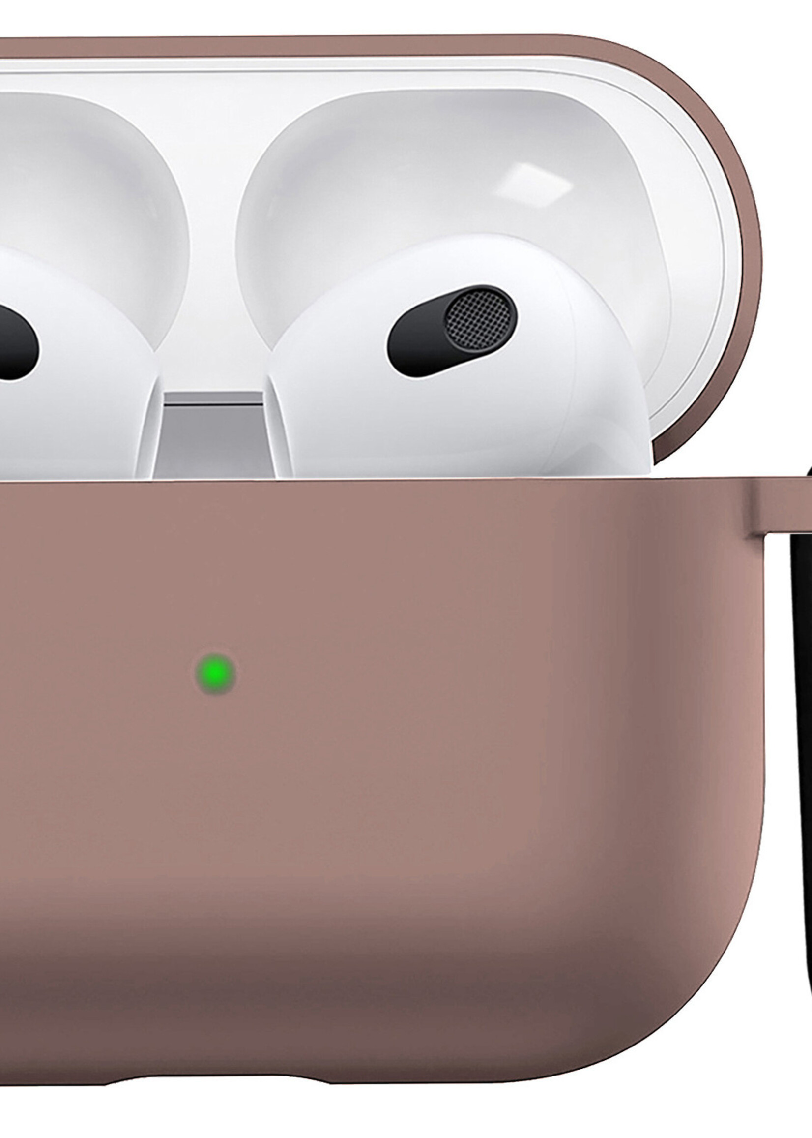 BTH Airpods 3 Hoesje Case Siliconen Hoes Geschikt voor Apple AirPods 3 Case Hoesje Met Clip - Beige