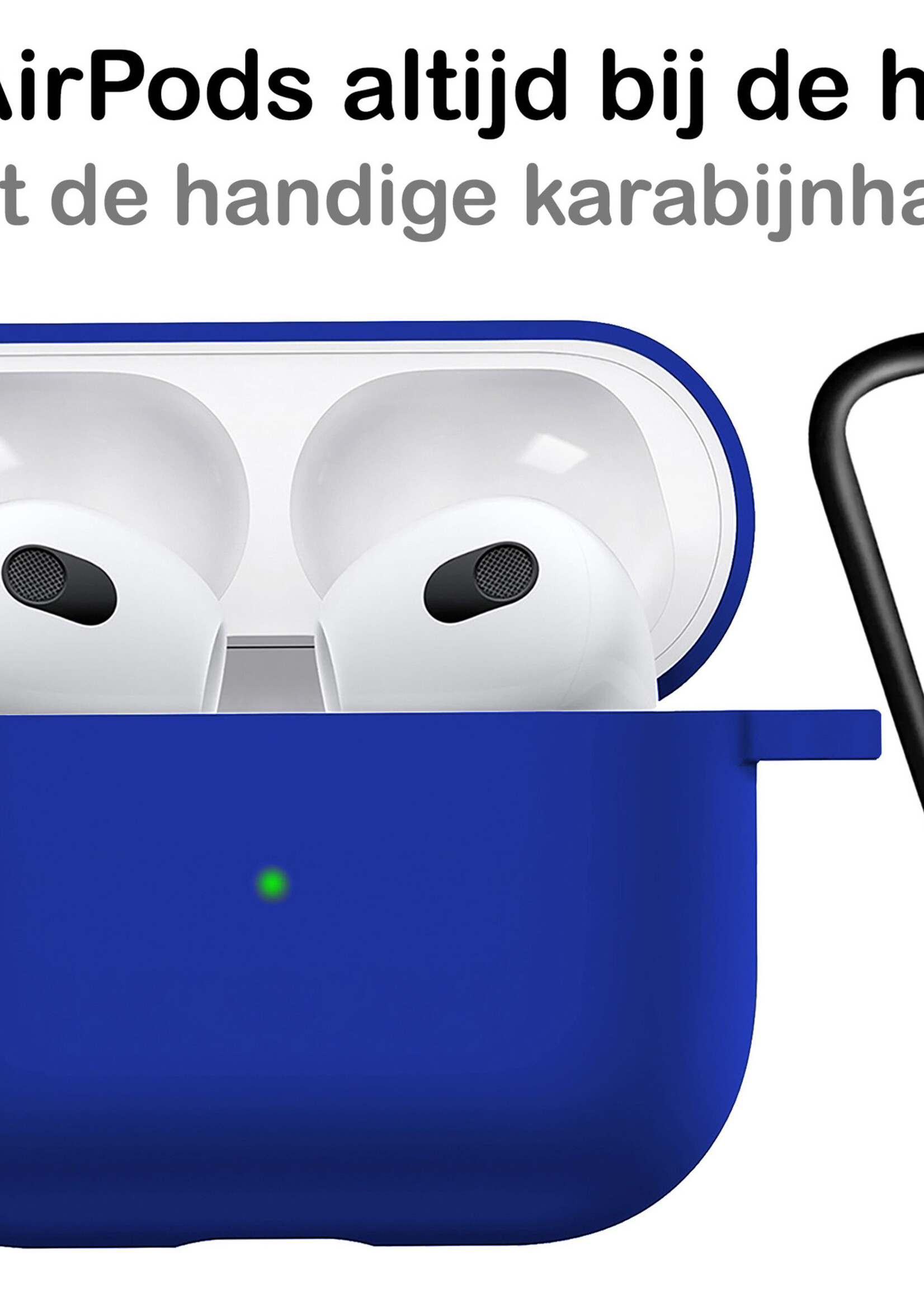 BTH Airpods 3 Hoesje Case Siliconen Hoes Geschikt voor Apple AirPods 3 Case Hoesje Met Clip - Donker Blauw