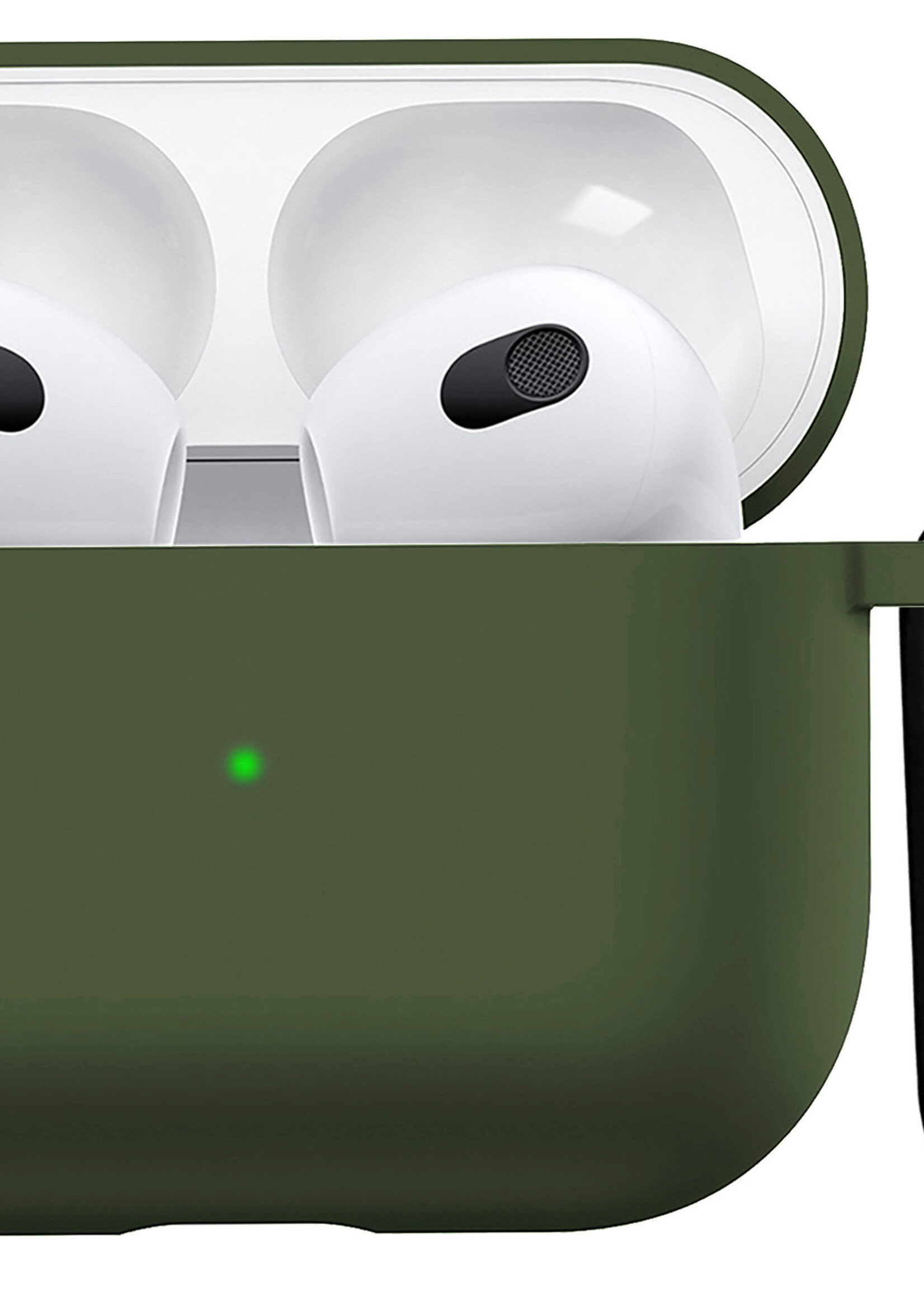 BTH Airpods 3 Hoesje Case Siliconen Hoes Geschikt voor Apple AirPods 3 Case Hoesje Met Clip - Donker Groen
