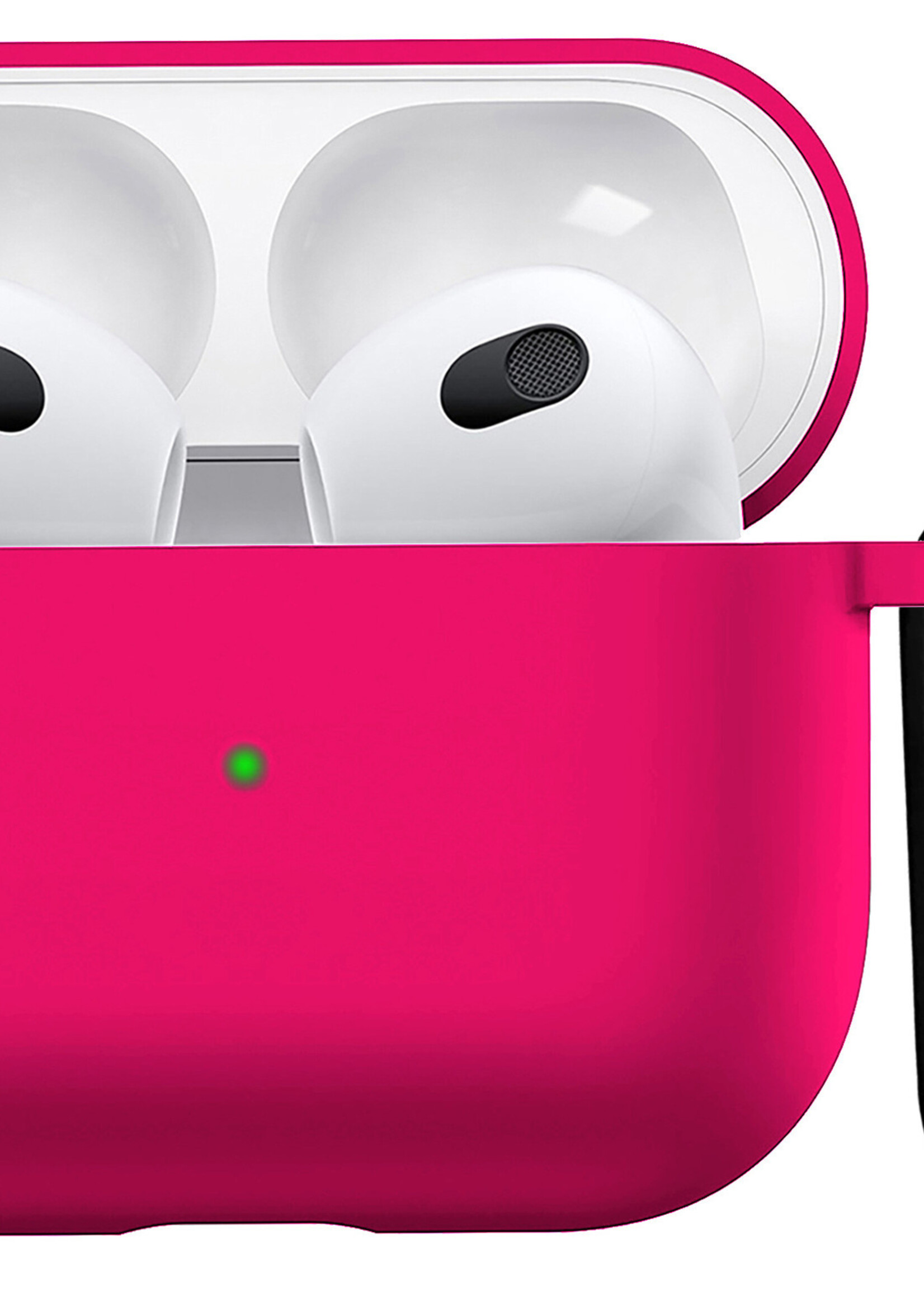 BTH Airpods 3 Hoesje Case Siliconen Hoes Geschikt voor Apple AirPods 3 Case Hoesje Met Clip - Donker Roze