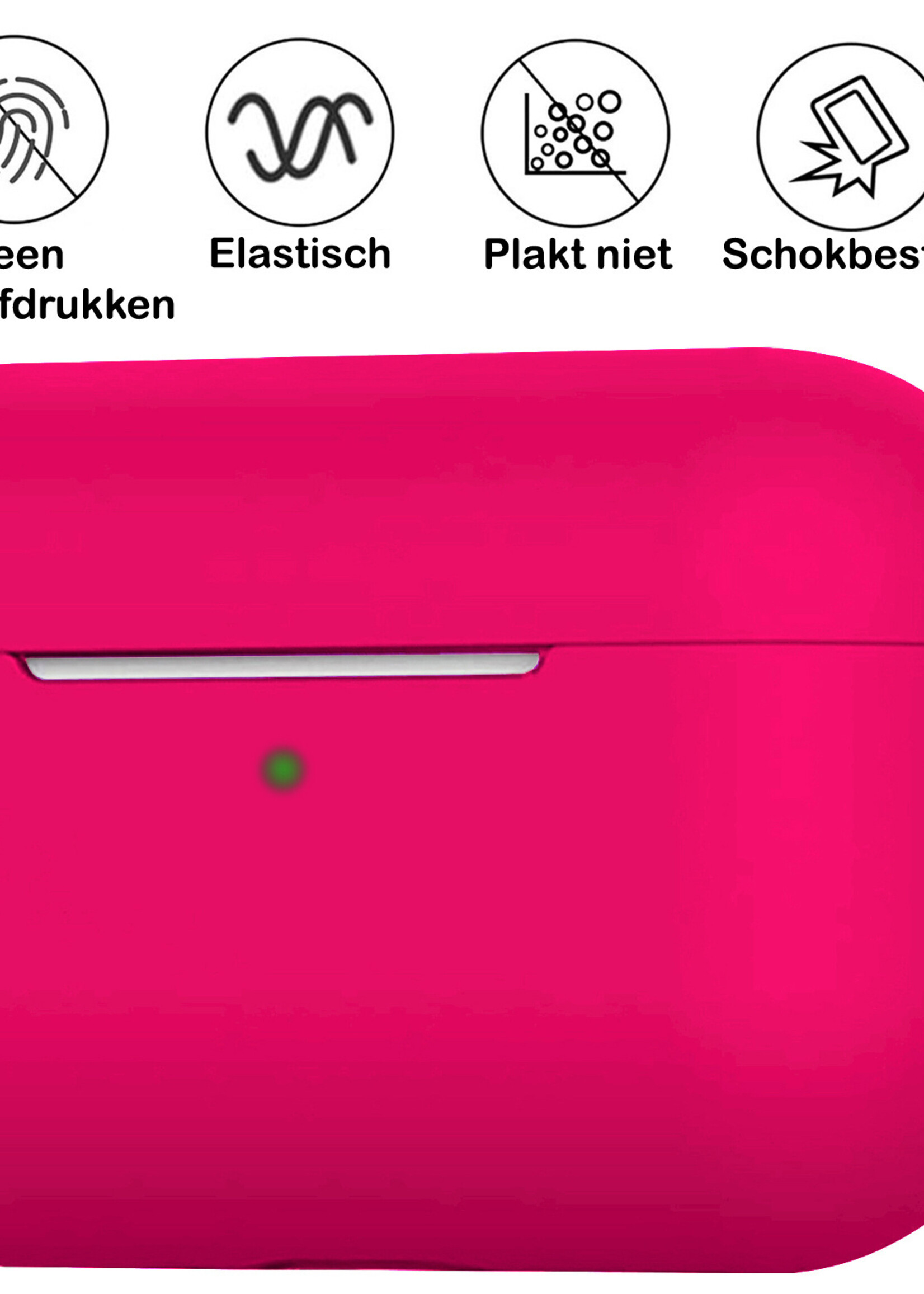 BTH Airpods 3 Hoesje Case Siliconen Hoes Geschikt voor Apple AirPods 3 Case Hoesje Met Clip - Donker Roze
