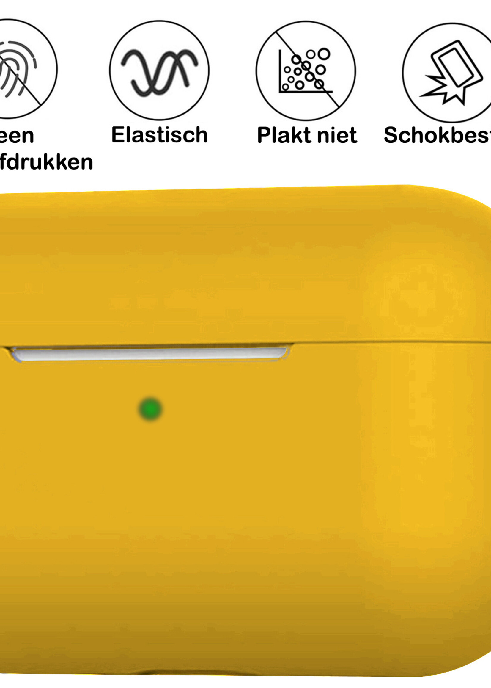 BTH Airpods 3 Hoesje Case Siliconen Hoes Geschikt voor Apple AirPods 3 Case Hoesje Met Clip - Geel