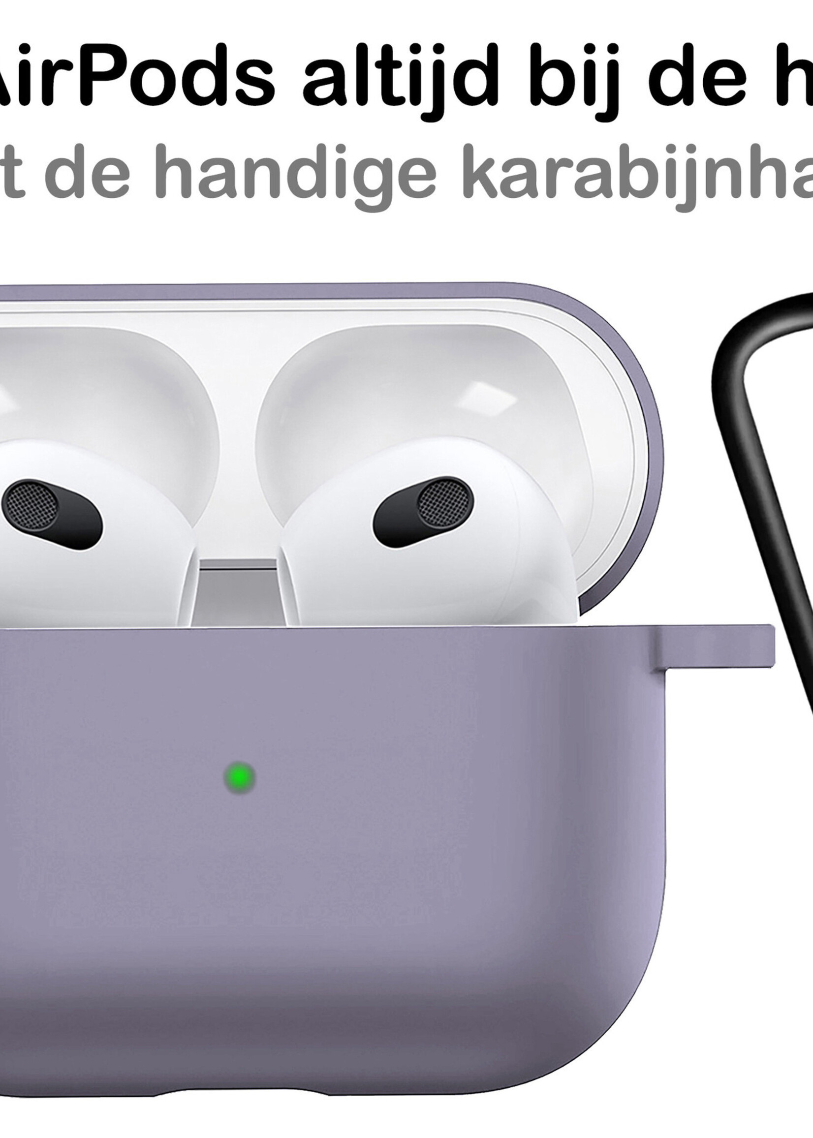 BTH Airpods 3 Hoesje Case Siliconen Hoes Geschikt voor Apple AirPods 3 Case Hoesje Met Clip - Grijs