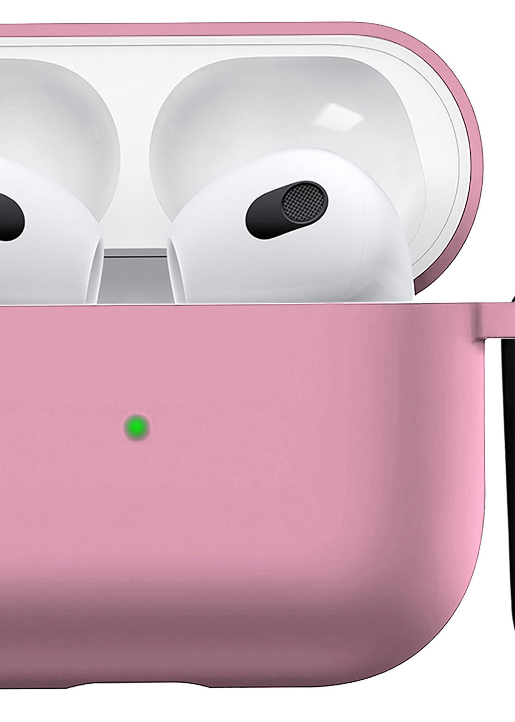 BTH Airpods 3 Hoesje Case Siliconen Hoes Geschikt voor Apple AirPods 3 Case Hoesje Met Clip - Licht Roze