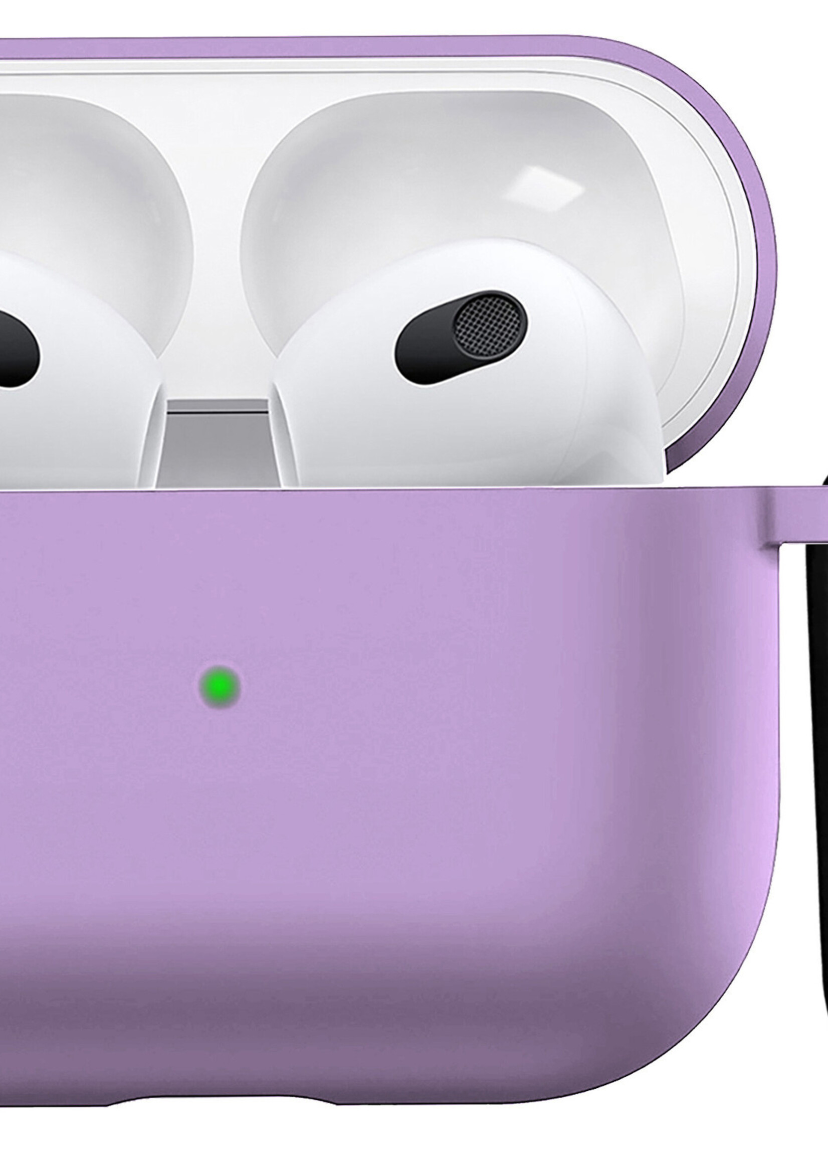 BTH Airpods 3 Hoesje Case Siliconen Hoes Geschikt voor Apple AirPods 3 Case Hoesje Met Clip - Lila
